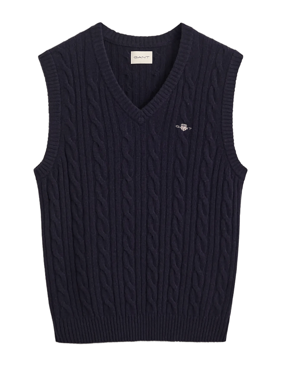 Gant - LAMBSWOOL CABLE VEST - strickwesten - evening blue - 1