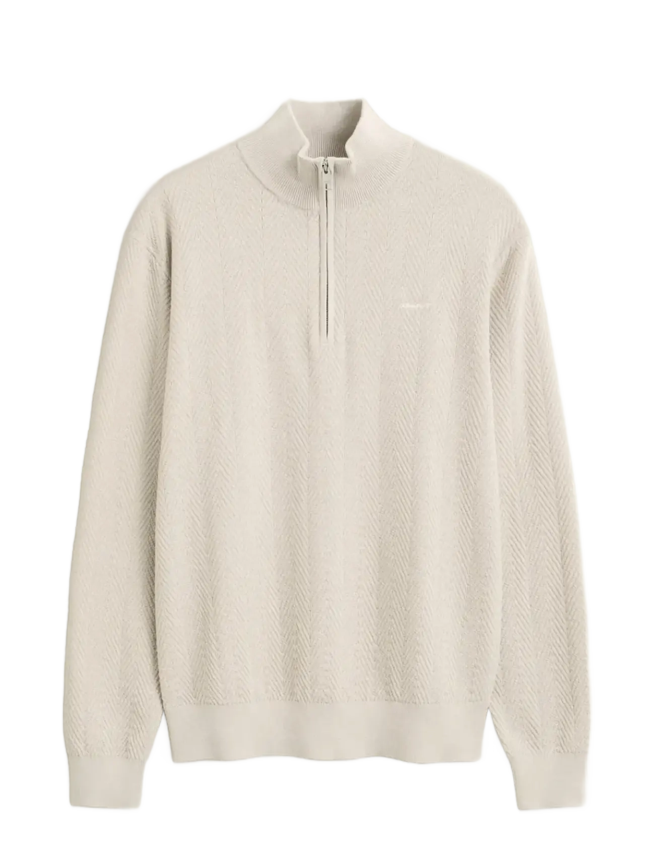 Gant HERRINGBONE TEXTURE HALF ZIP - Gant - CLAY BEIGE / beige