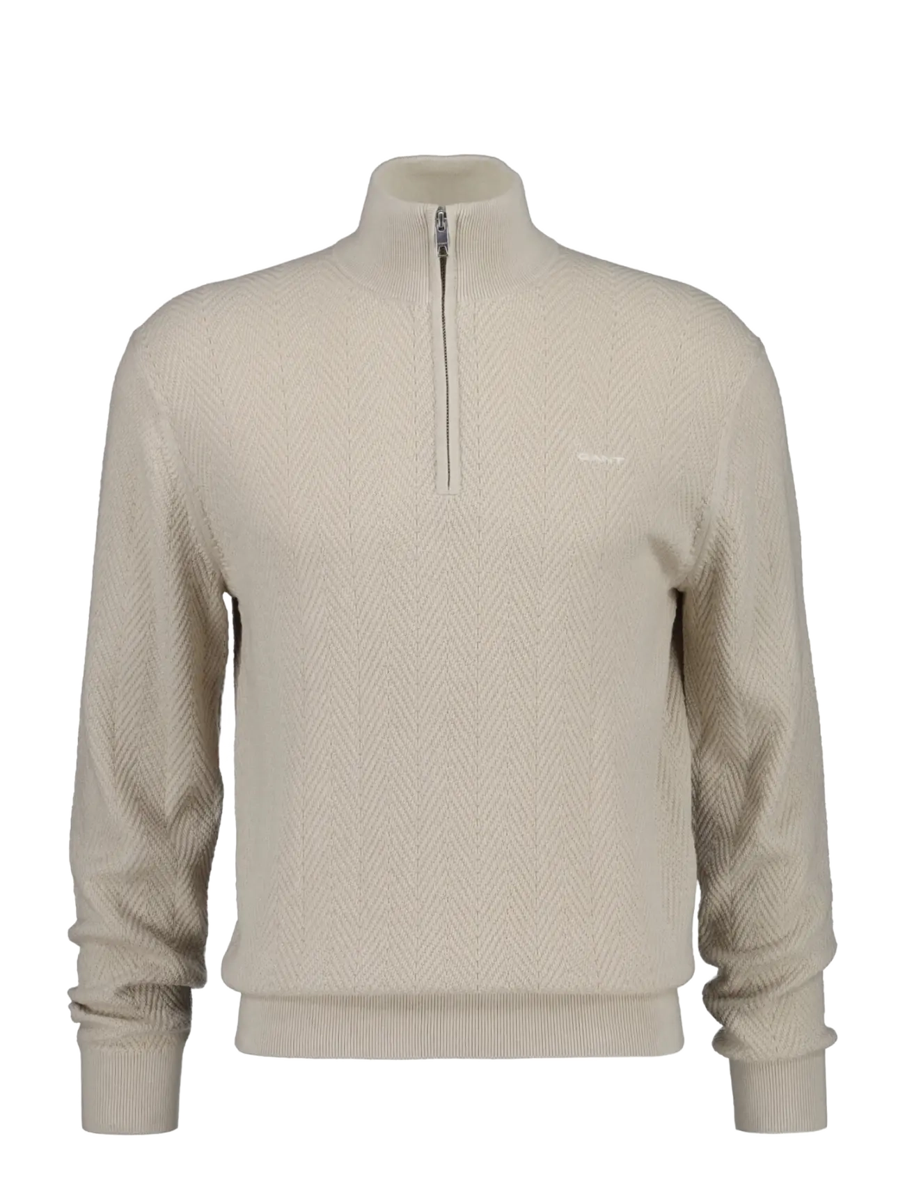 Gant HERRINGBONE TEXTURE HALF ZIP - Gant - CLAY BEIGE / beige