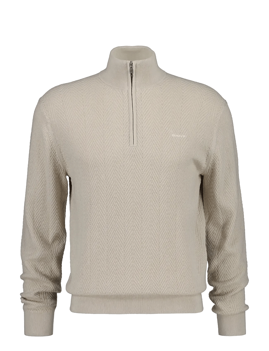 Gant - HERRINGBONE TEXTURE HALF ZIP - half zip-tröjor - clay beige - 0
