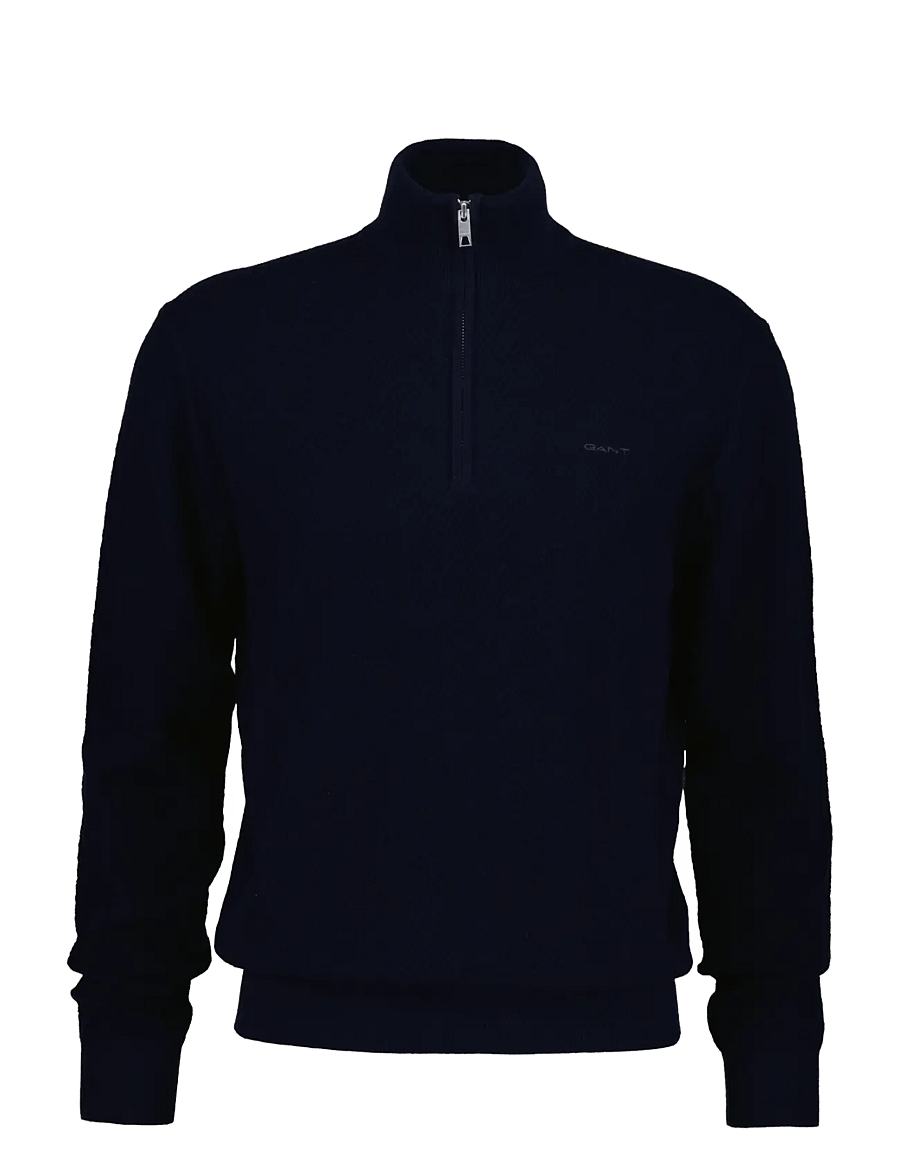 Gant - HERRINGBONE TEXTURE HALF ZIP - evening blue - 1