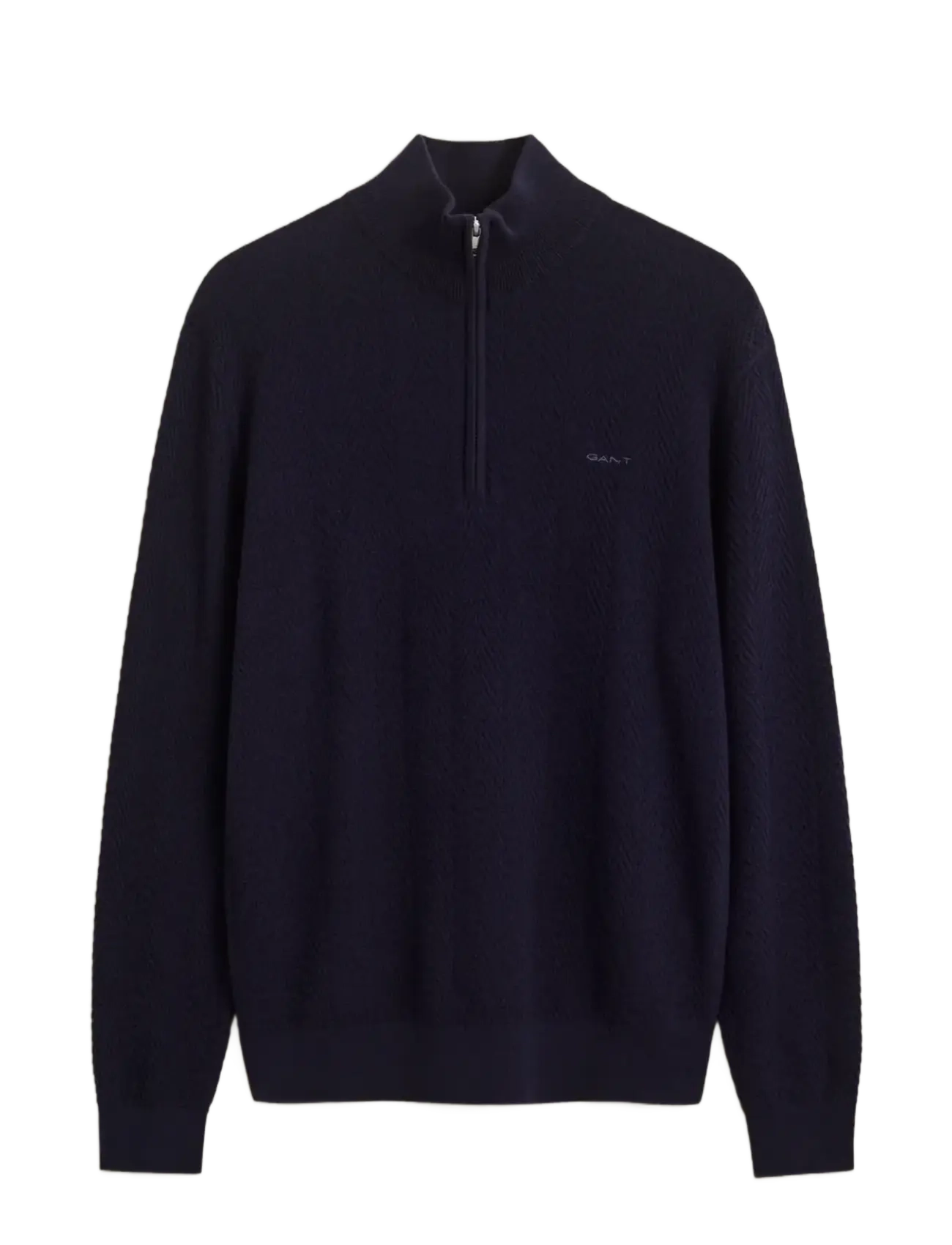 Gant HERRINGBONE TEXTURE HALF ZIP - Lediga festkläder - EVENING BLUE / navy