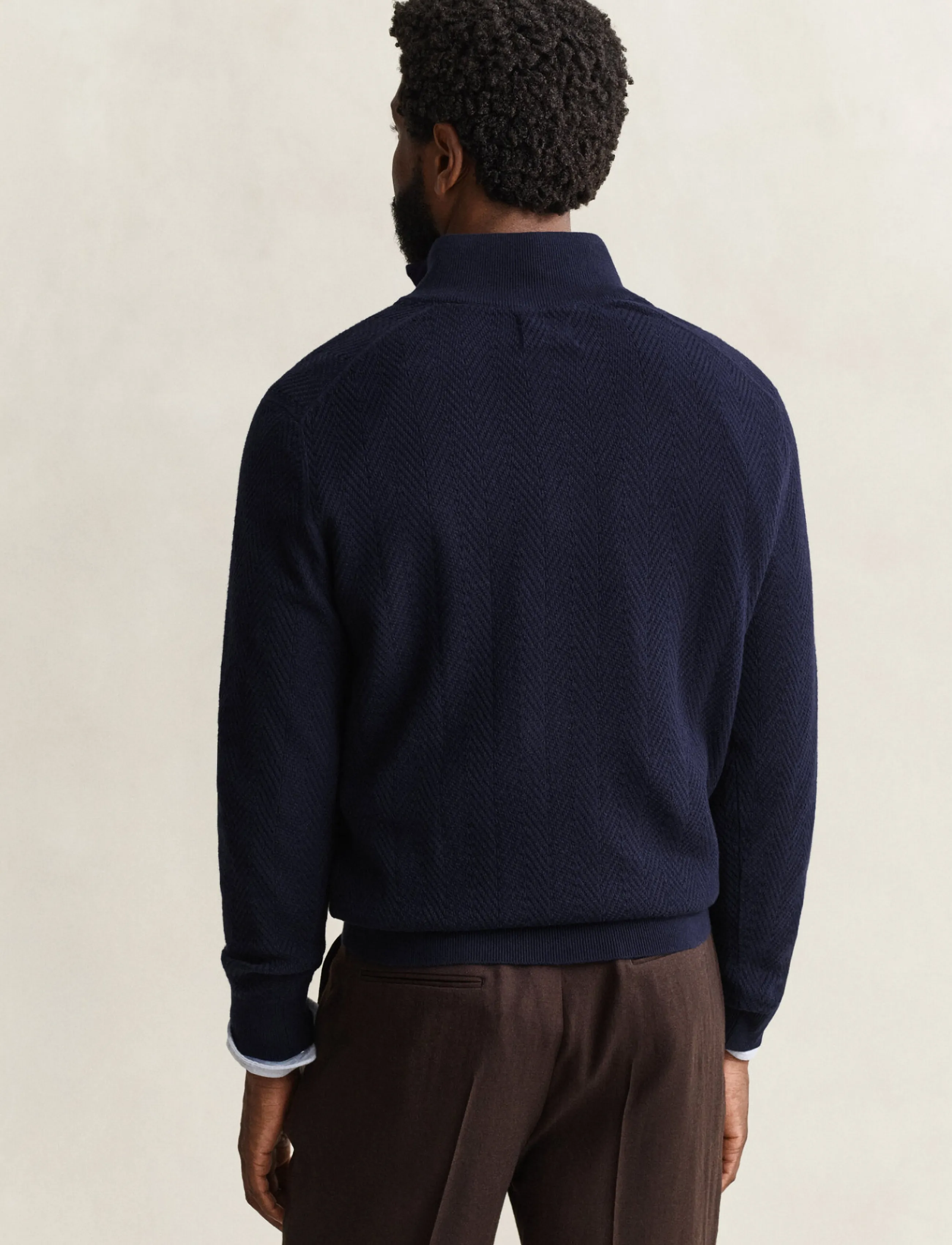Gant - HERRINGBONE TEXTURE HALF ZIP - evening blue - 2