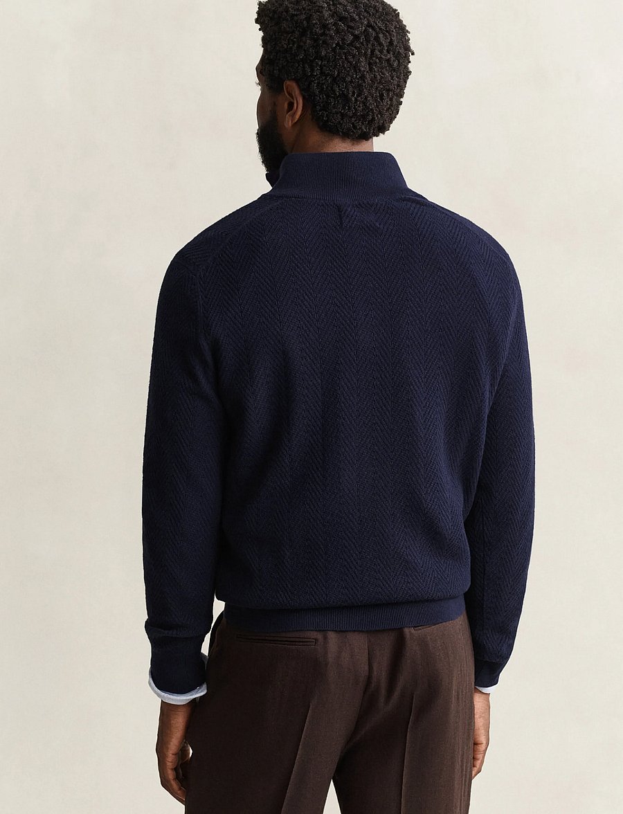 Gant - HERRINGBONE TEXTURE HALF ZIP - evening blue - 2