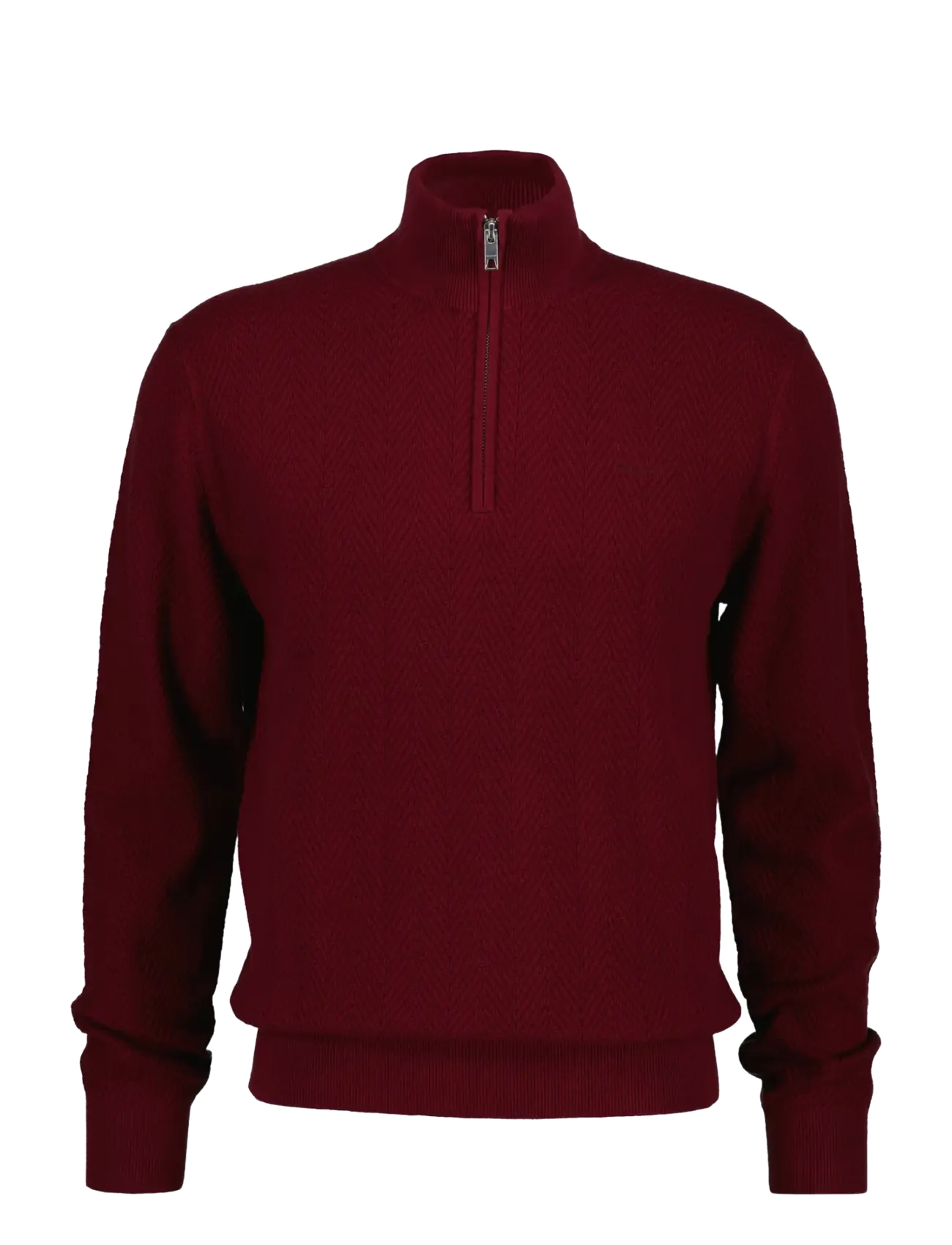 Gant HERRINGBONE TEXTURE HALF ZIP - Knitwear - PLUMPED RED / burgundy