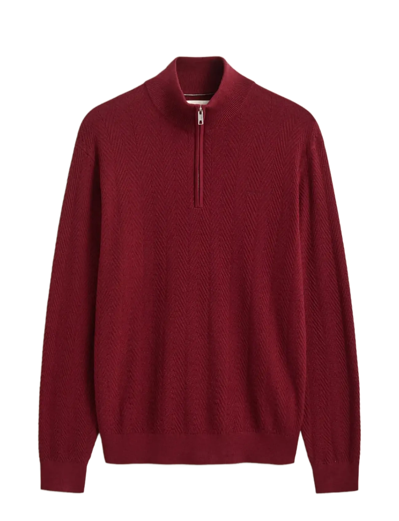 Gant HERRINGBONE TEXTURE HALF ZIP - Gant - PLUMPED RED / burgundy
