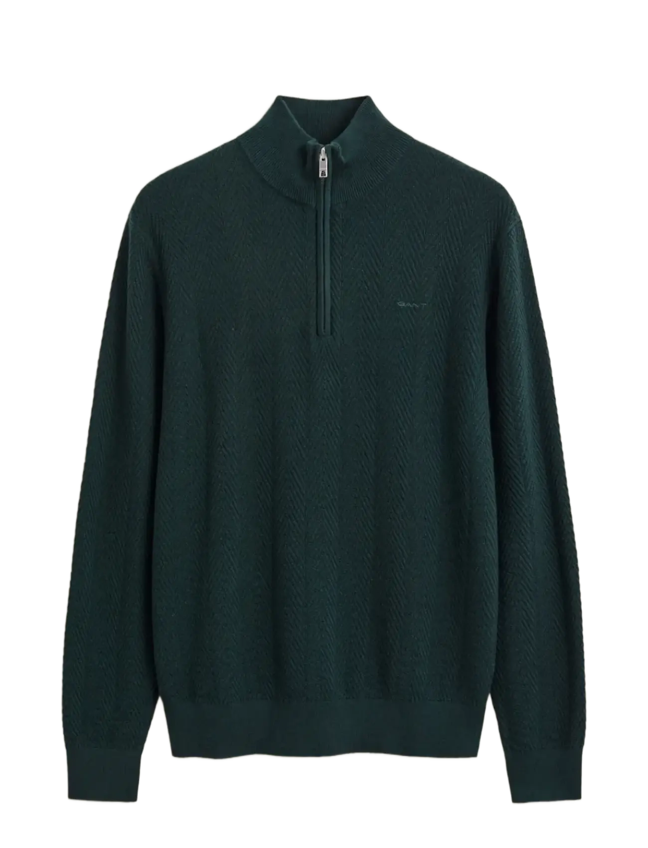 Gant HERRINGBONE TEXTURE HALF ZIP - Gant - TARTAN GREEN / green