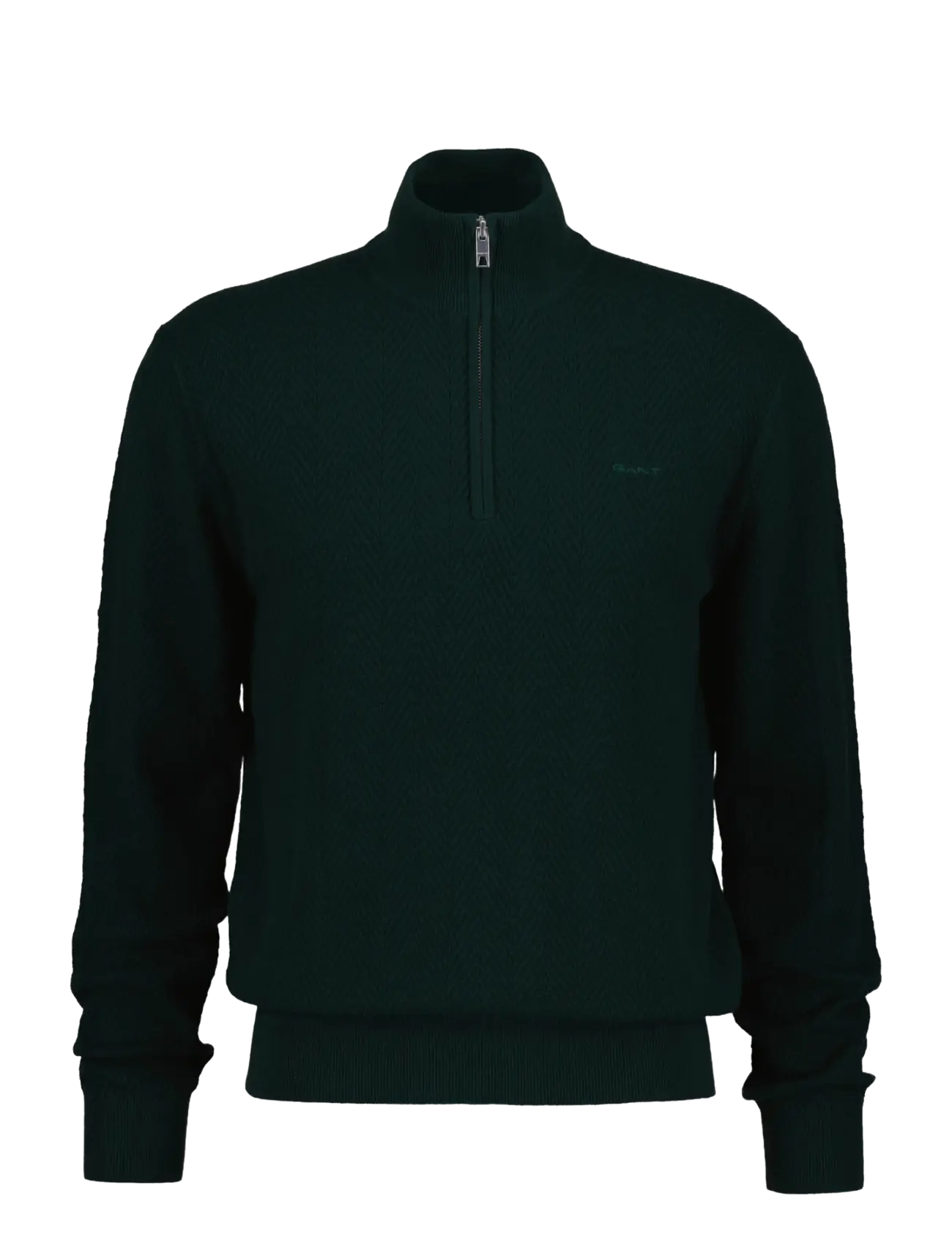 Gant HERRINGBONE TEXTURE HALF ZIP - Knitwear - TARTAN GREEN / green