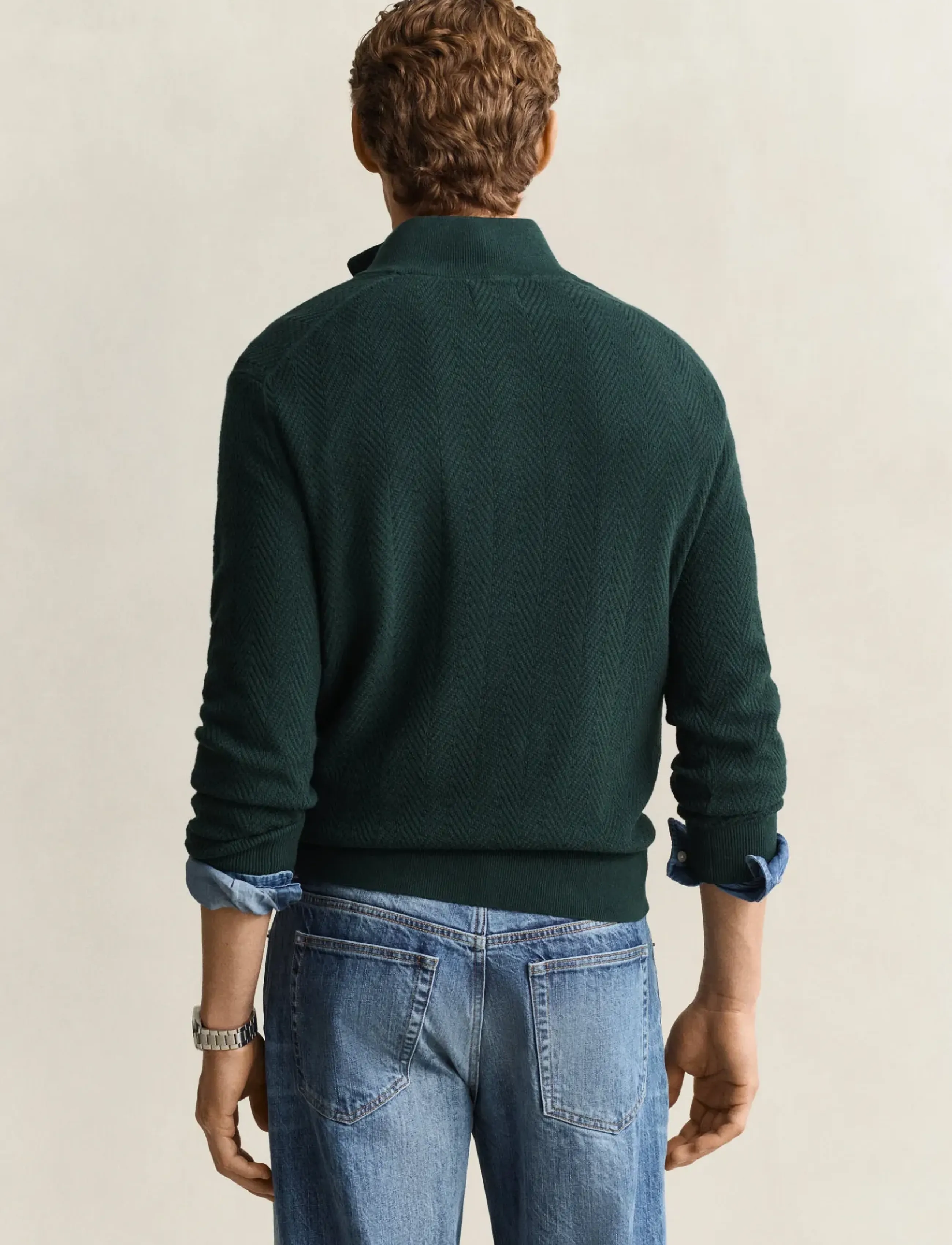 Gant - HERRINGBONE TEXTURE HALF ZIP - half zip-tröjor - tartan green - 2