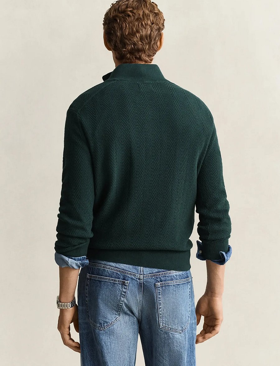 Gant - HERRINGBONE TEXTURE HALF ZIP - half zip-tröjor - tartan green - 2