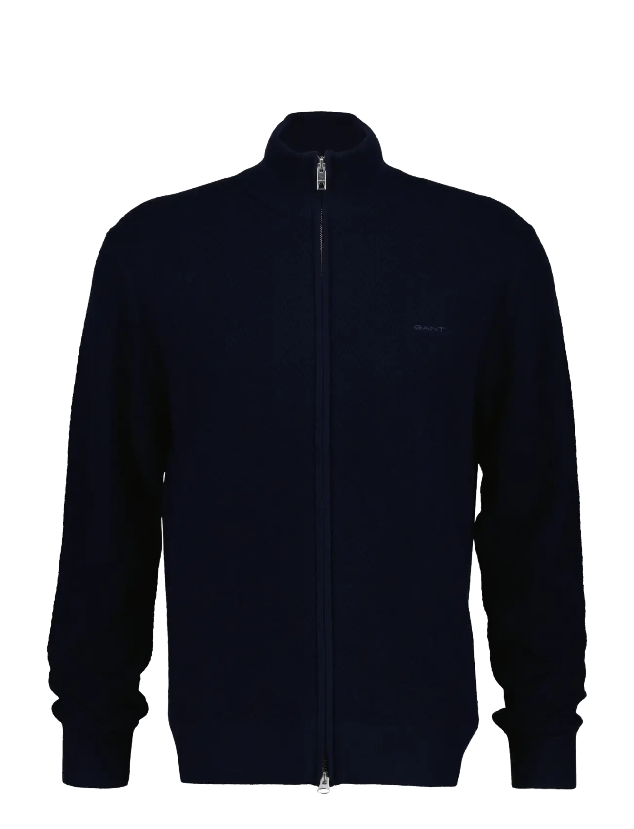 Gant HERRINGBONE TEXTURE ZIP CARDIGAN - Kläder - EVENING BLUE / navy