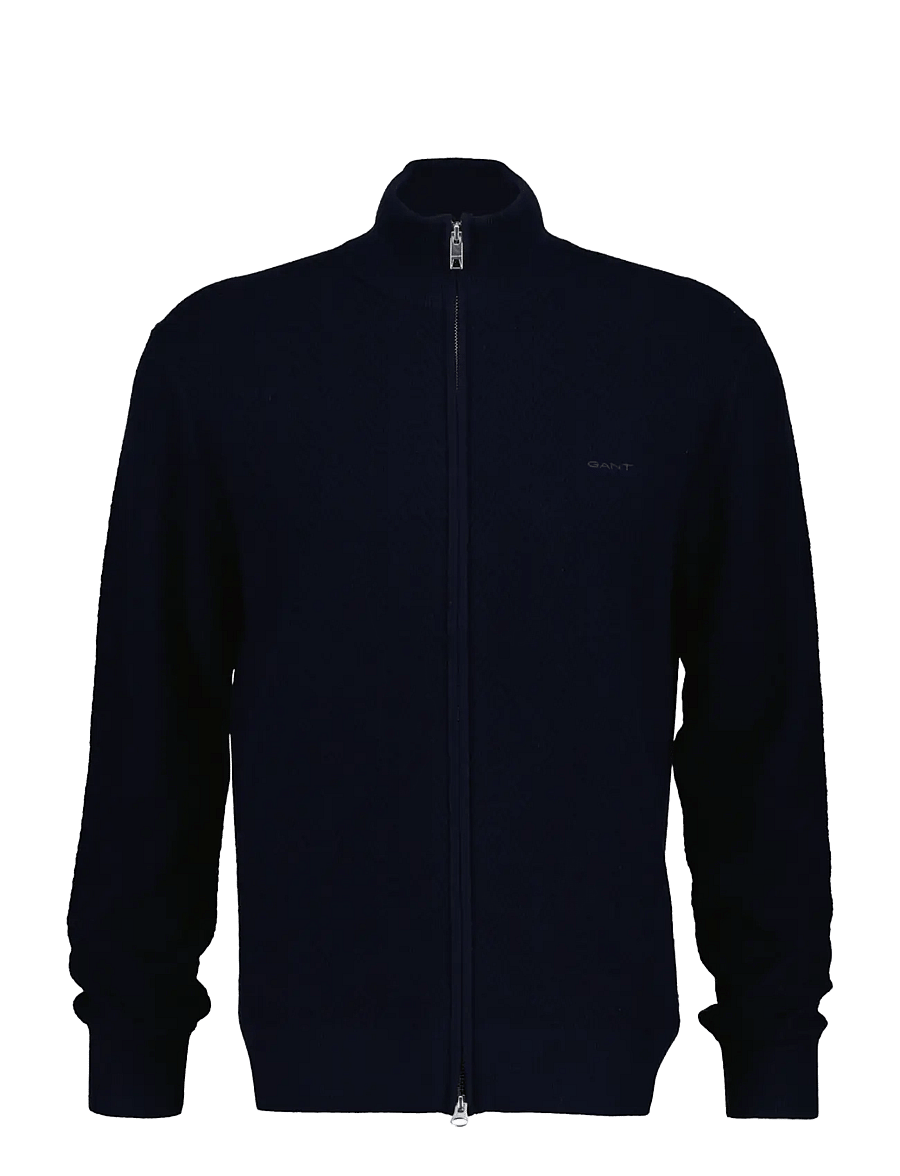 Gant - HERRINGBONE TEXTURE ZIP CARDIGAN - full zip tröjor - evening blue - 0