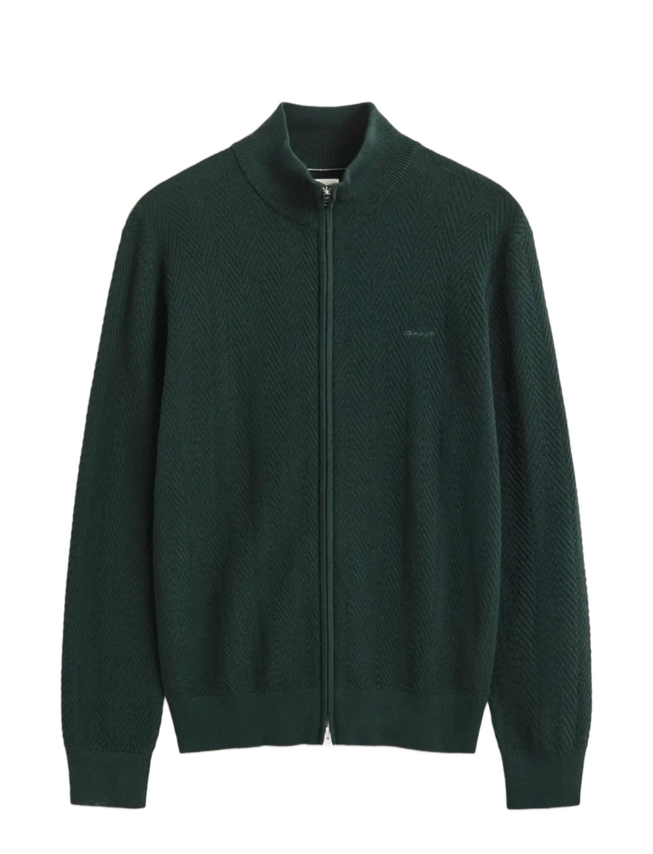 Herringbone Texture Zip Cardigan
