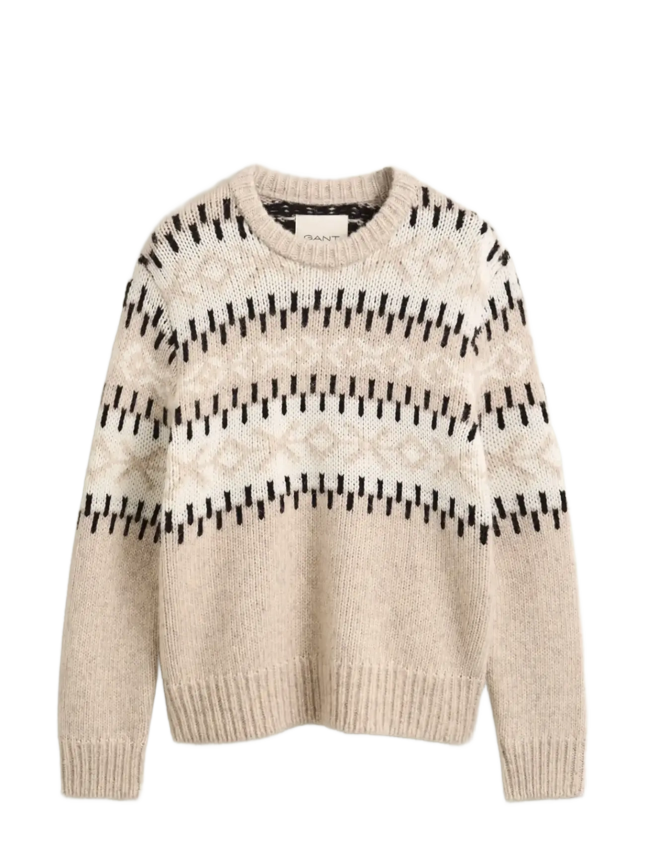 Gant - ALPACA BLEND JACQUARD C-NECK - light beige melange - 1