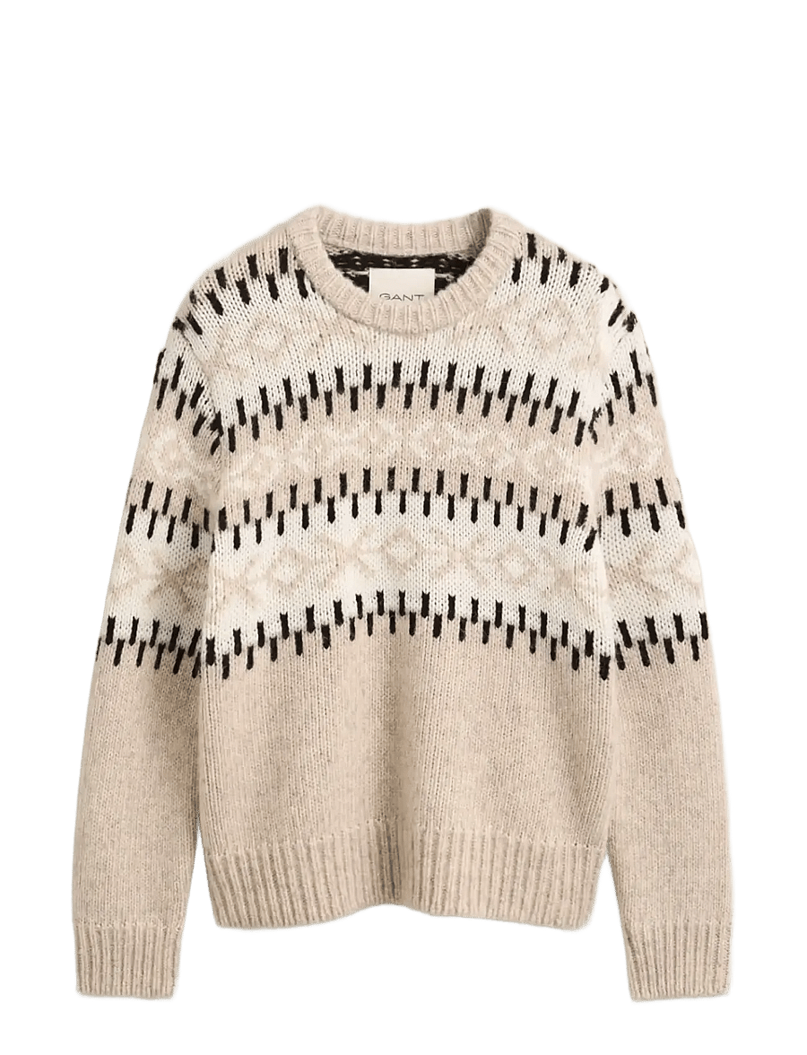 Gant - ALPACA BLEND JACQUARD C-NECK - light beige melange - 1