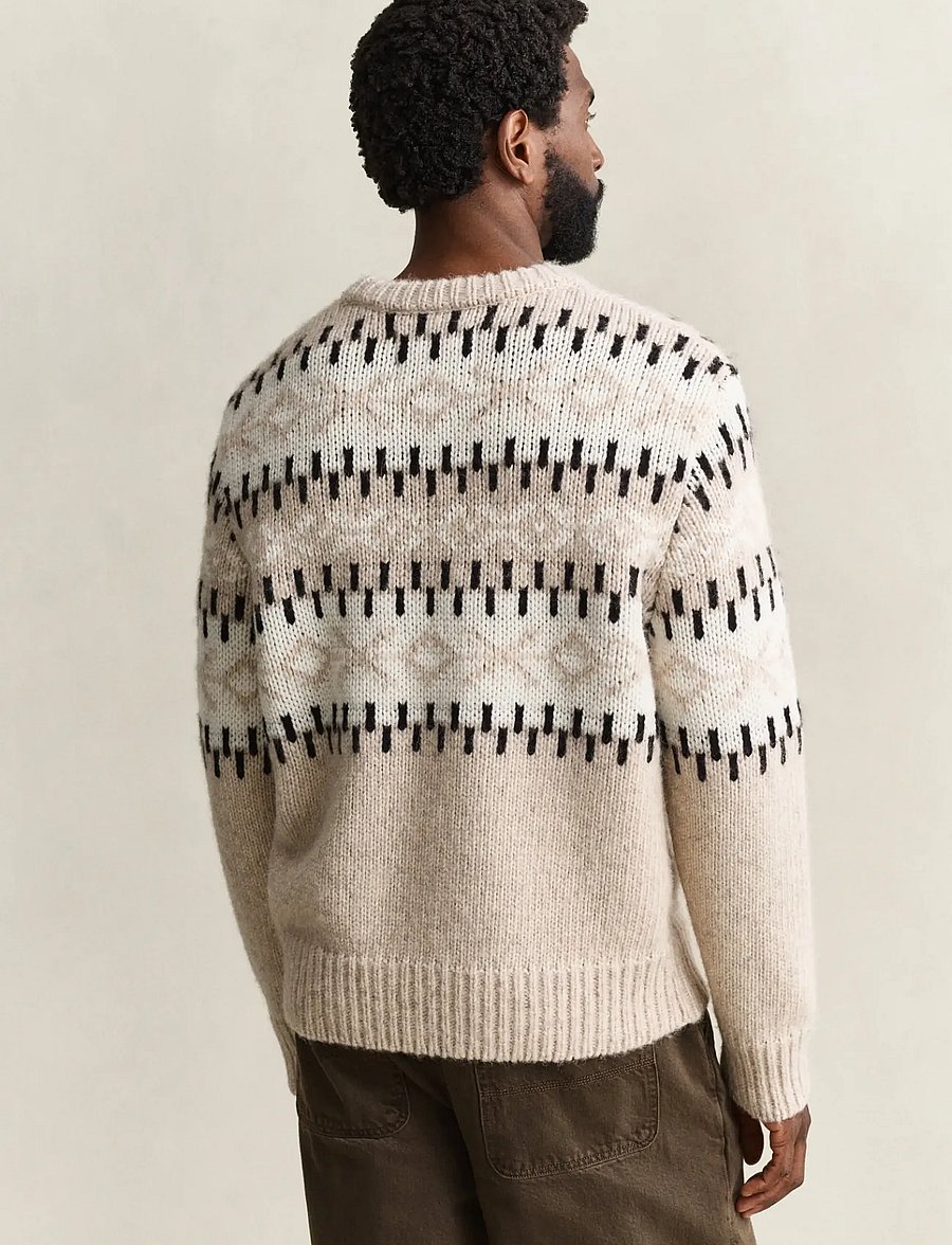 Gant - ALPACA BLEND JACQUARD C-NECK - light beige melange - 2
