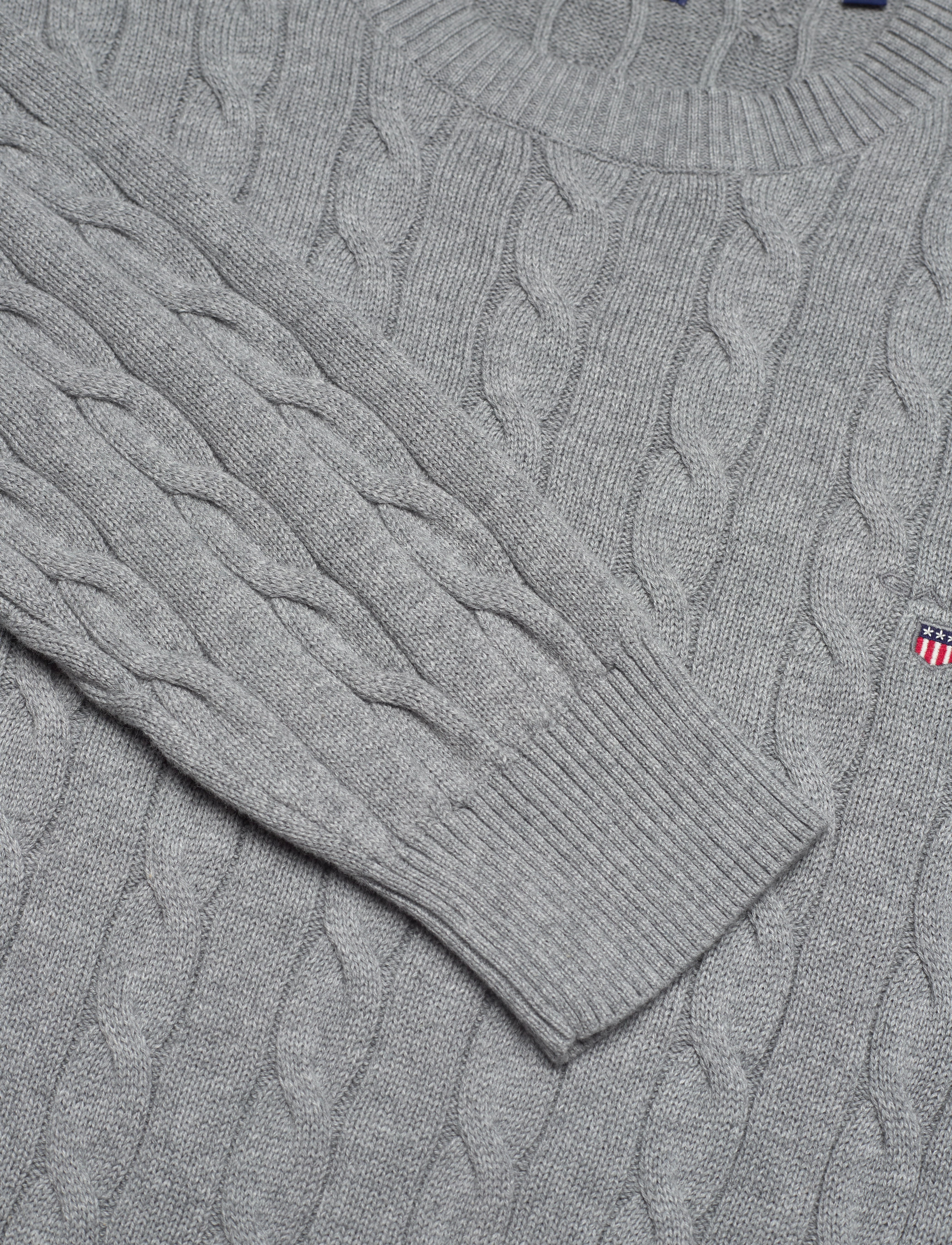 GANT - COTTON CABLE C-NECK - grey melange - 2