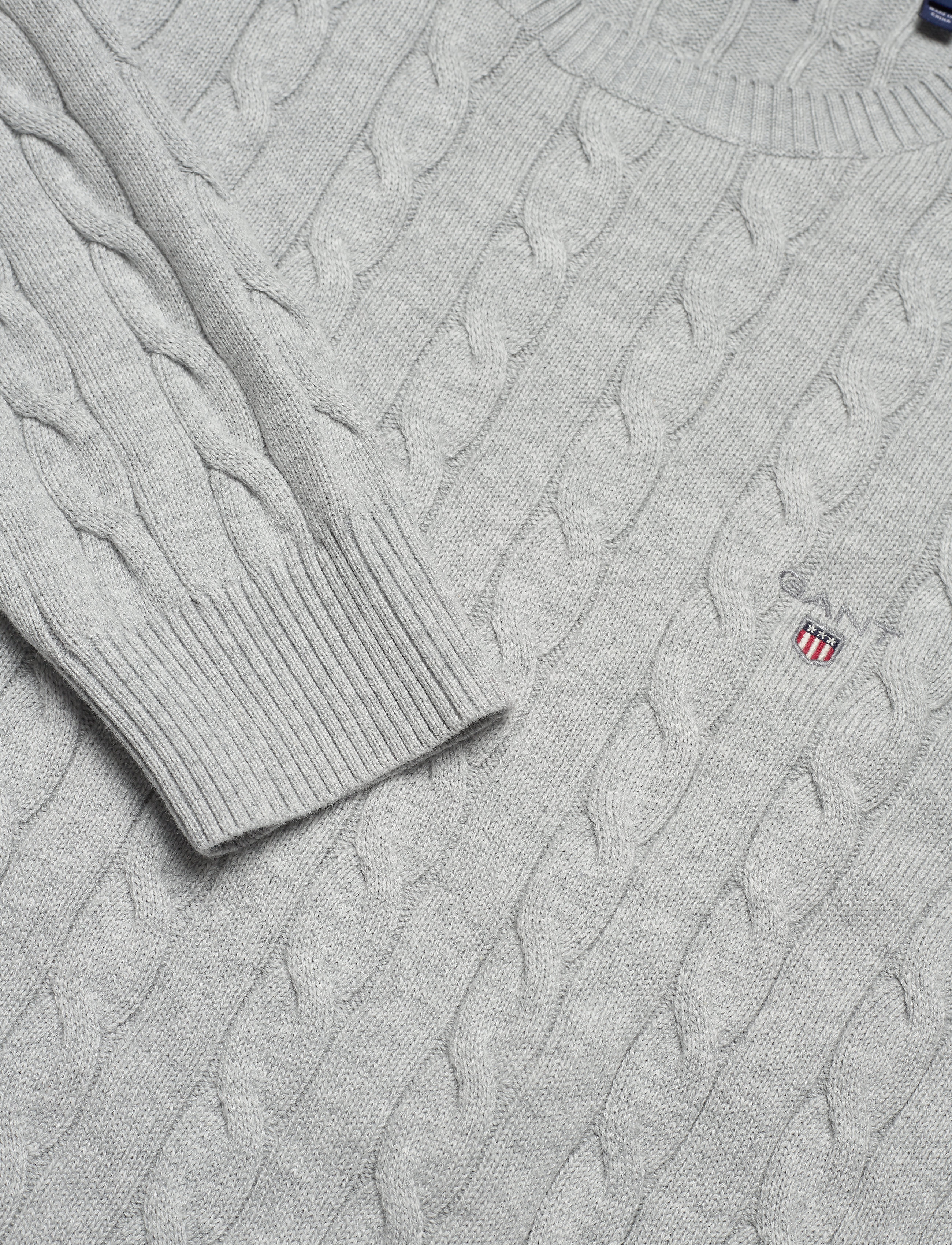 GANT - COTTON CABLE C-NECK - light grey melange - 2