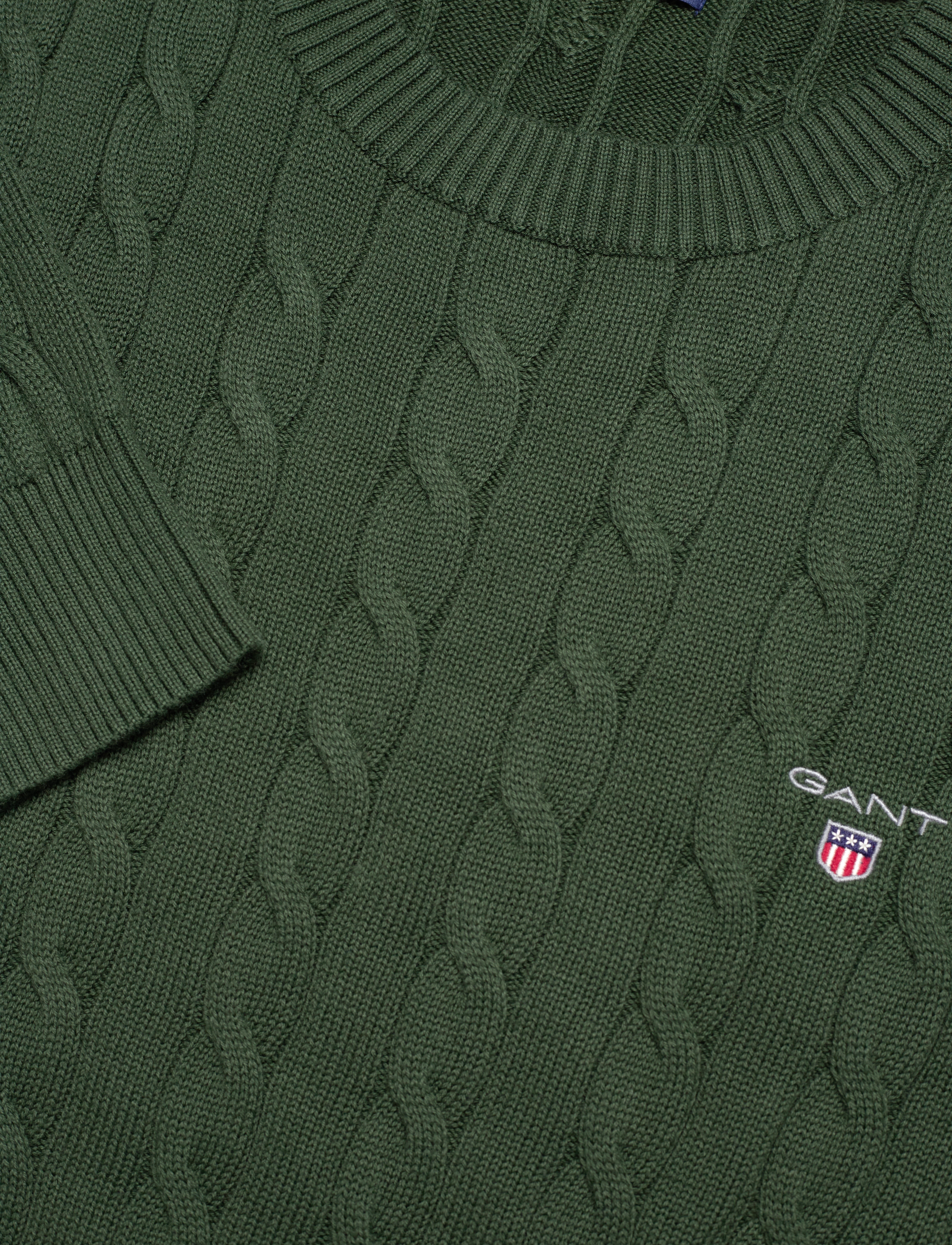 GANT - COTTON CABLE C-NECK - storm green - 3