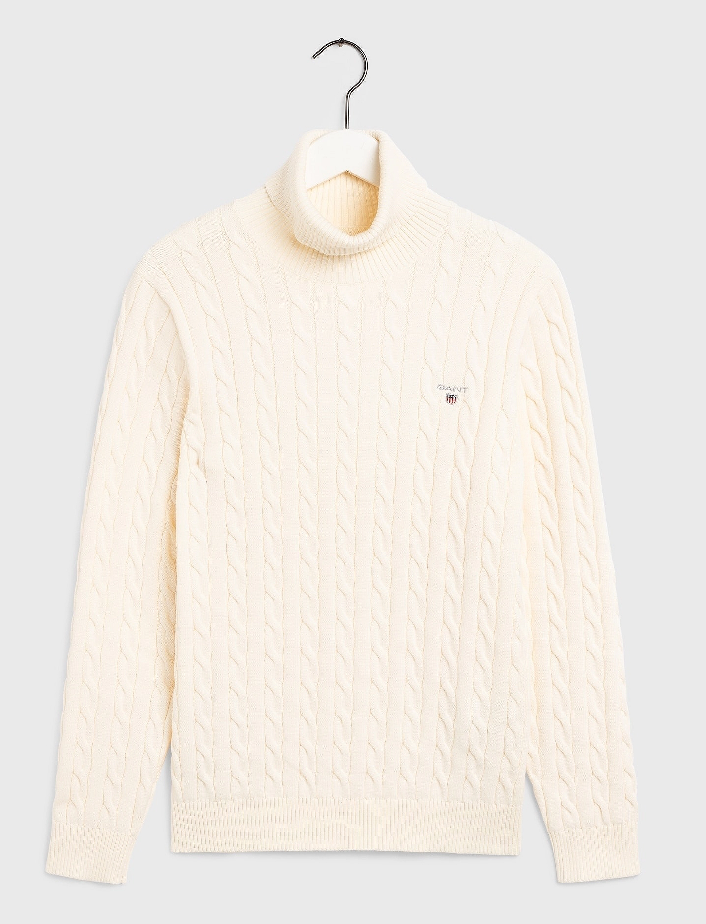 GANT - COTTON CABLE TURTLE NECK - cream - 3