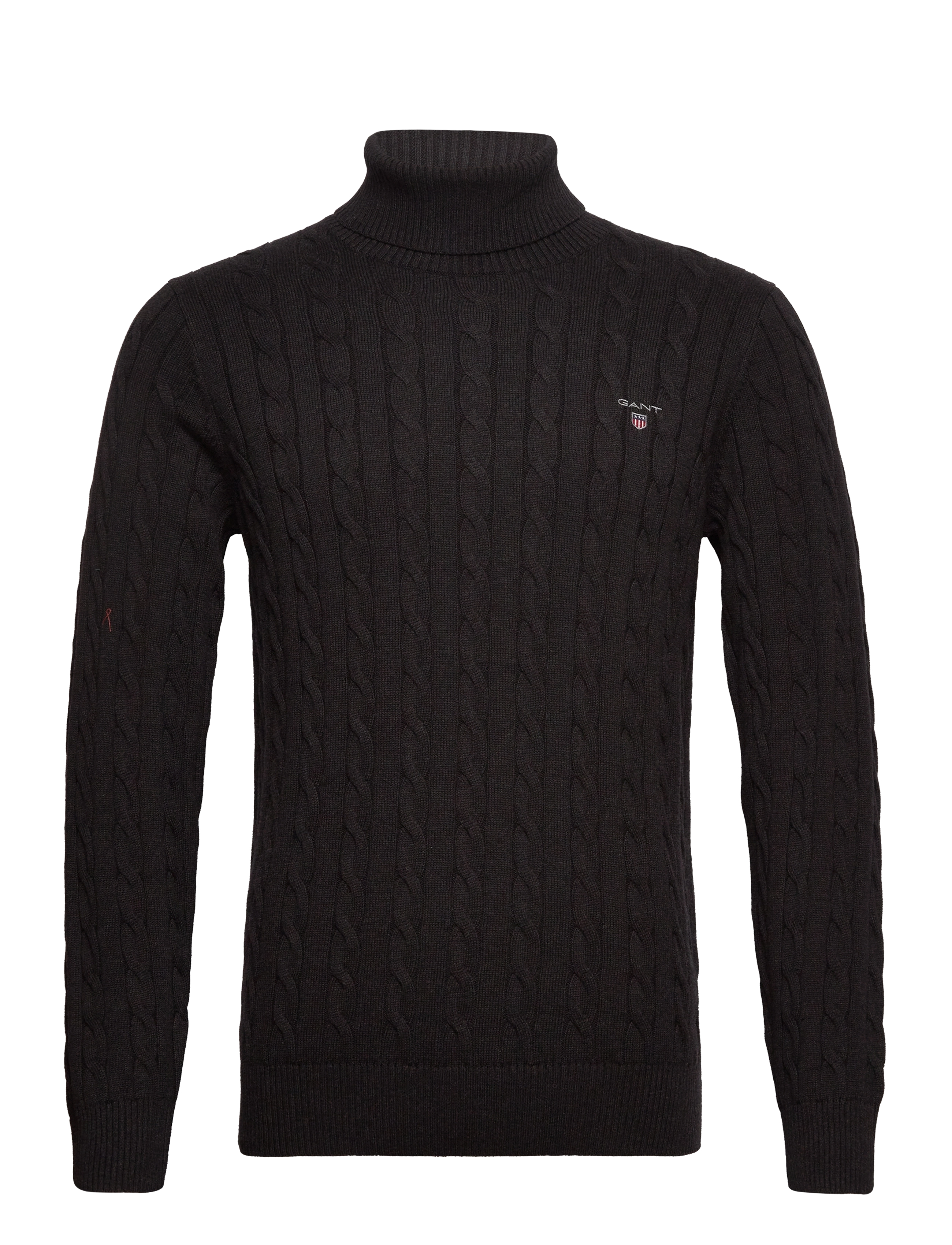 COTTON CABLE TURTLE NECK - DK CHARCOAL MELANGE