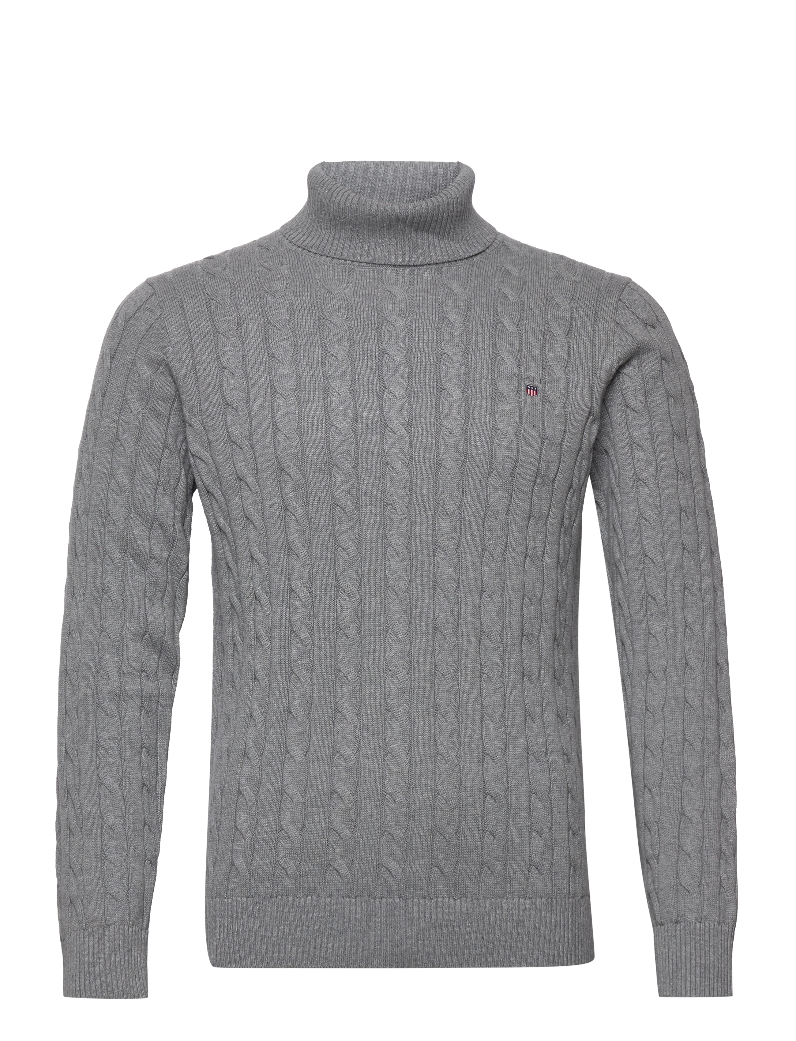 COTTON CABLE TURTLE NECK - GREY MELANGE