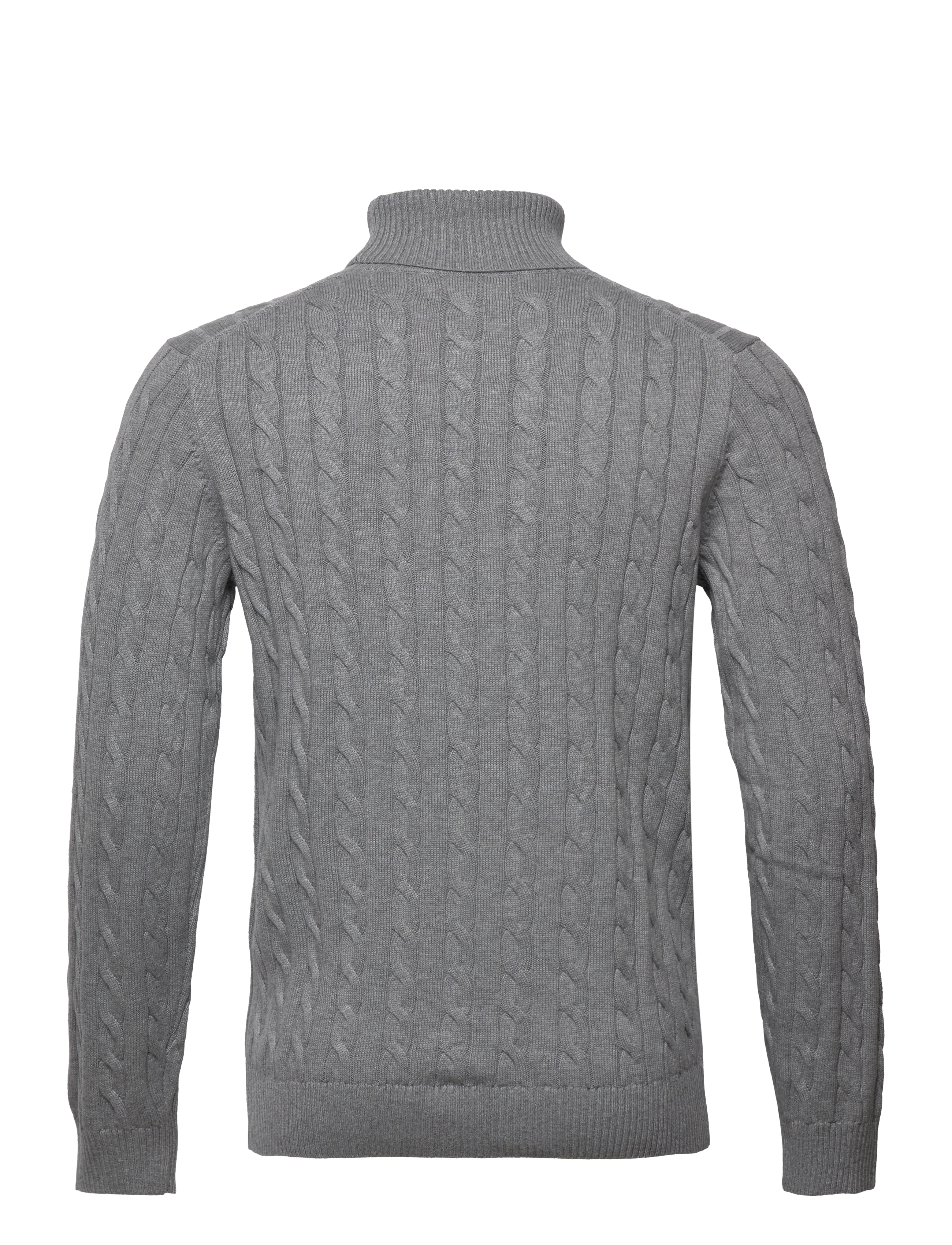 GANT - COTTON CABLE TURTLE NECK - grey melange - 1