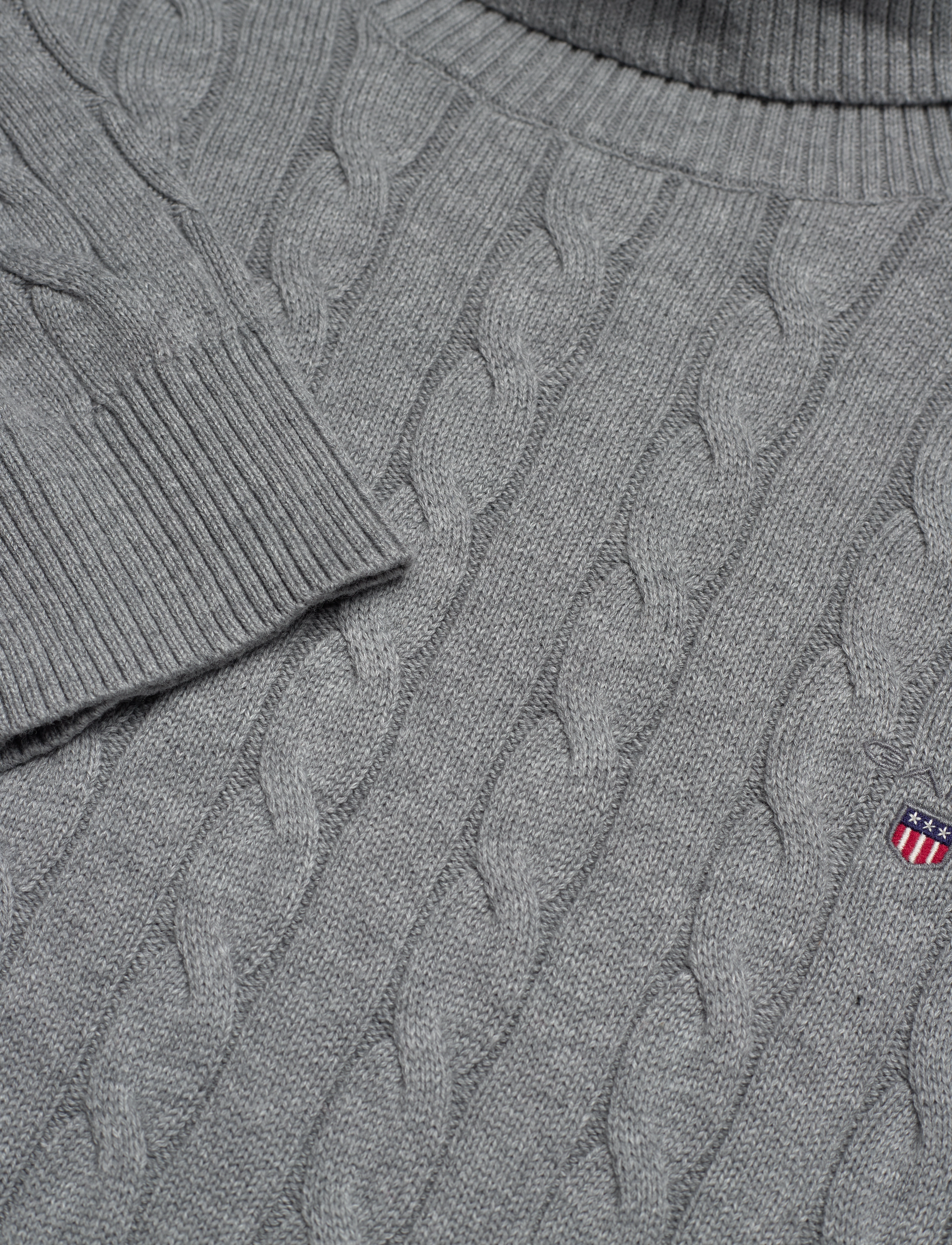 GANT - COTTON CABLE TURTLE NECK - grey melange - 2