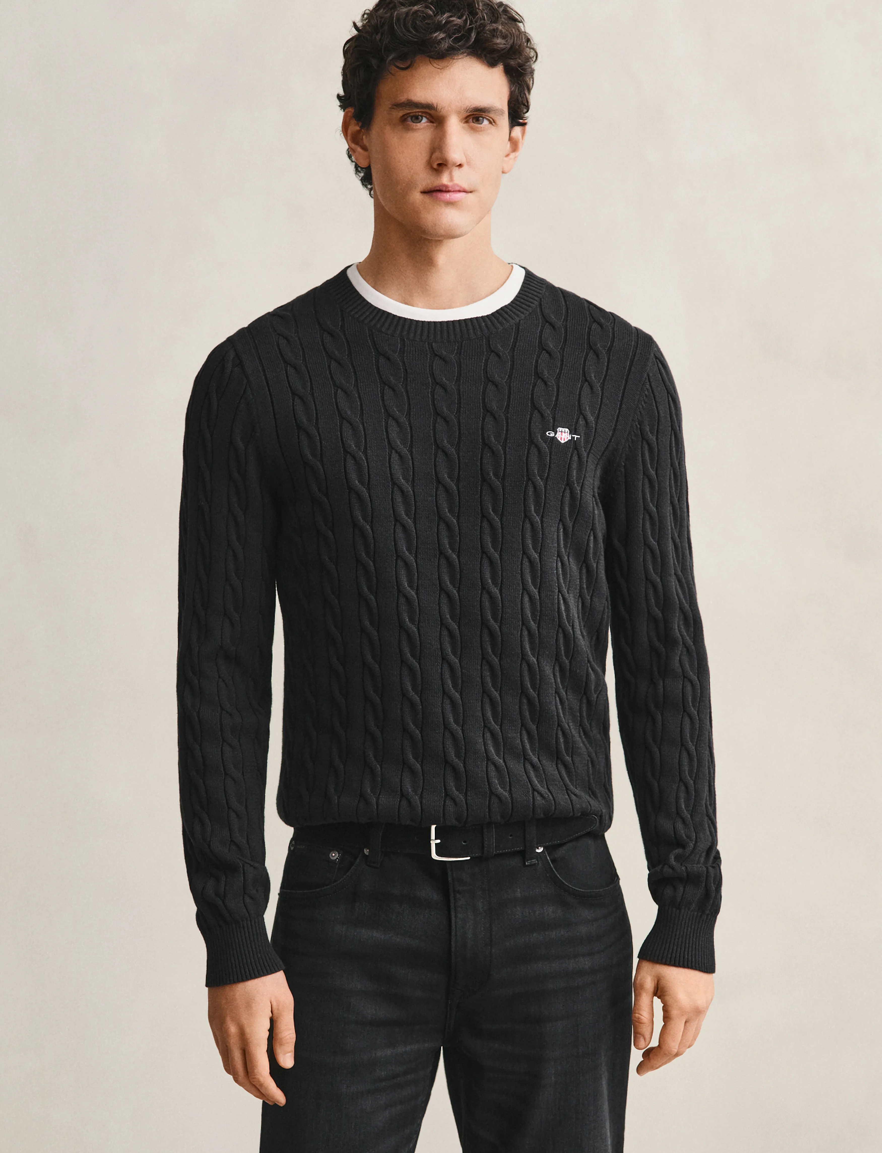 Gant - Classic Cable Knit Sweater - round necks - black - 0