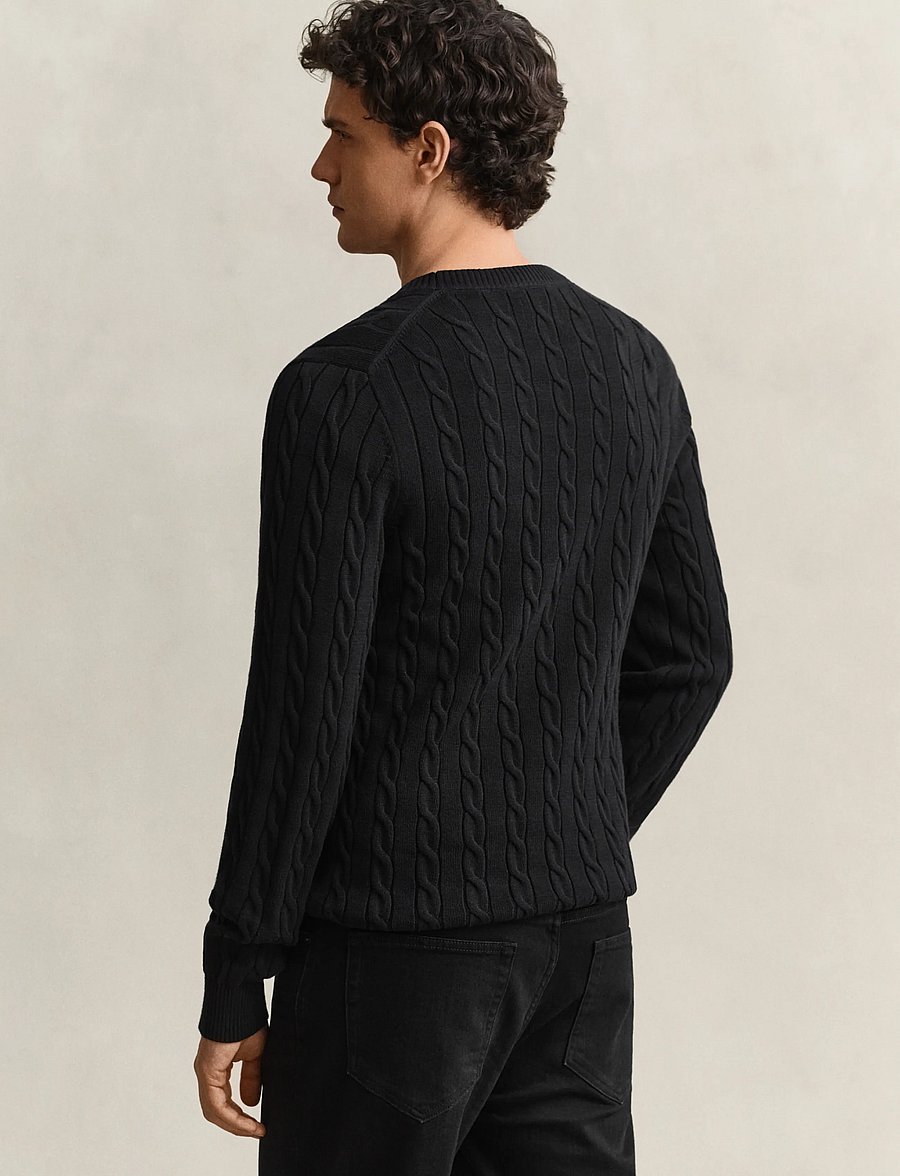 Gant - Classic Cable Knit Sweater - Ümara kaelusega - black - 3