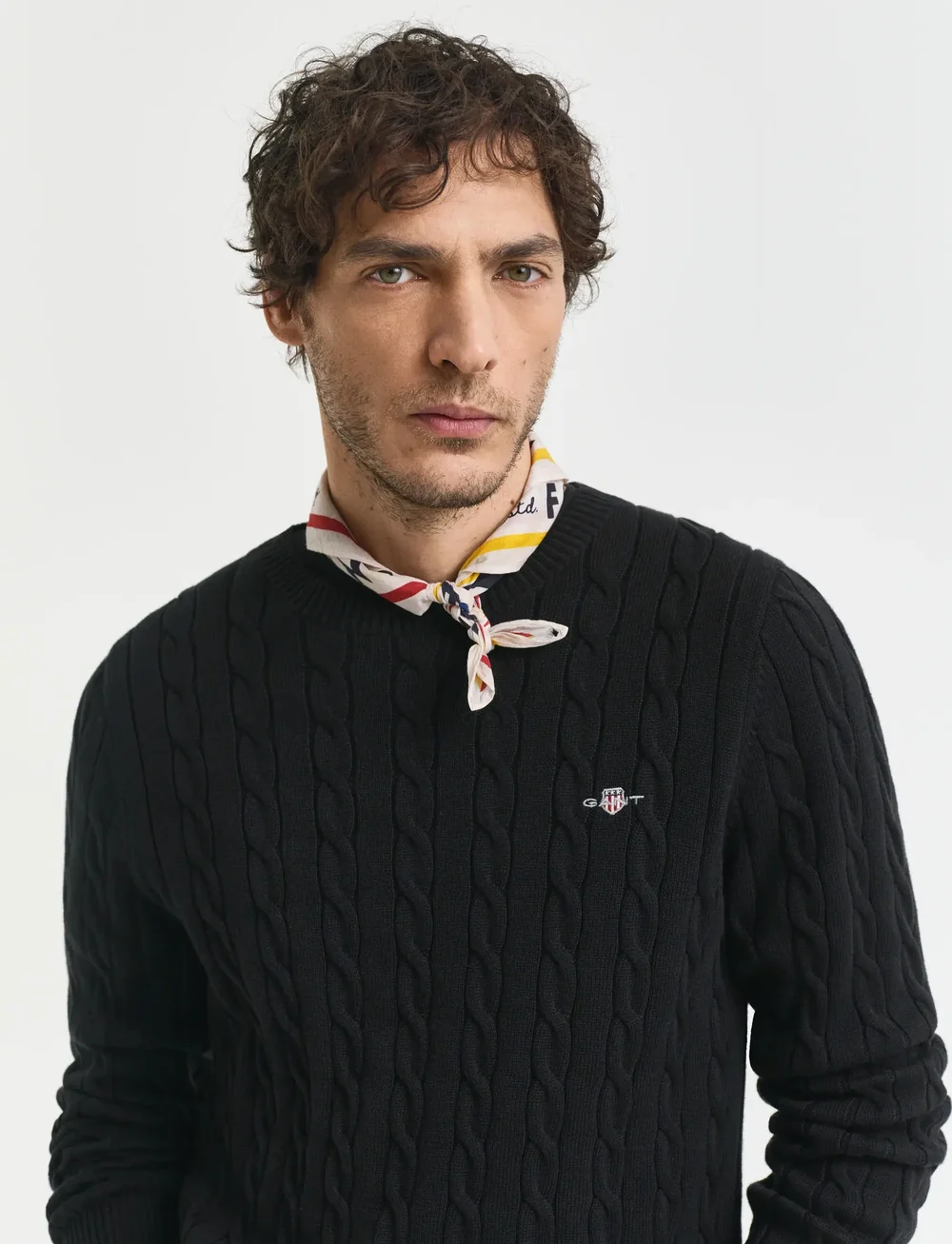 GANT - COTTON CABLE C-NECK - rundhalsad - black - 4