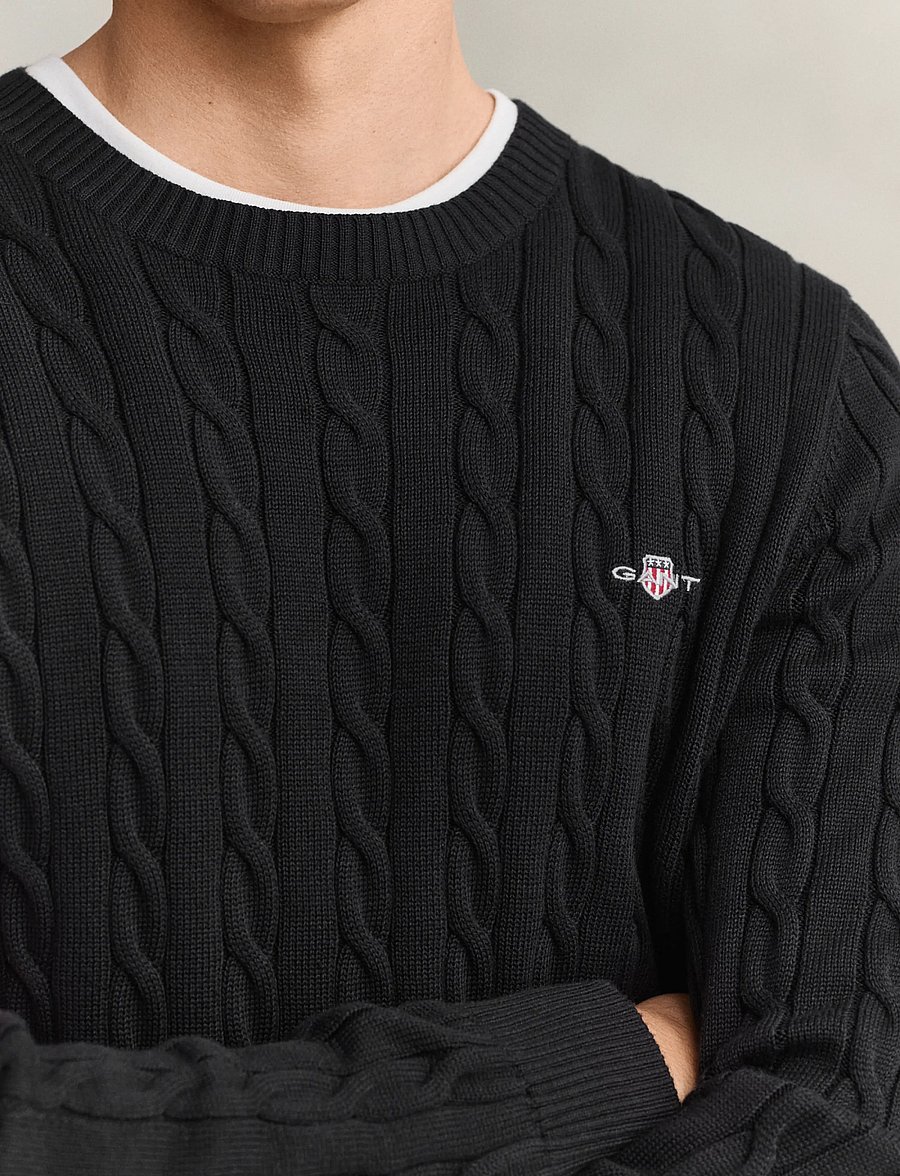 Gant - Classic Cable Knit Sweater - Ümara kaelusega - black - 4