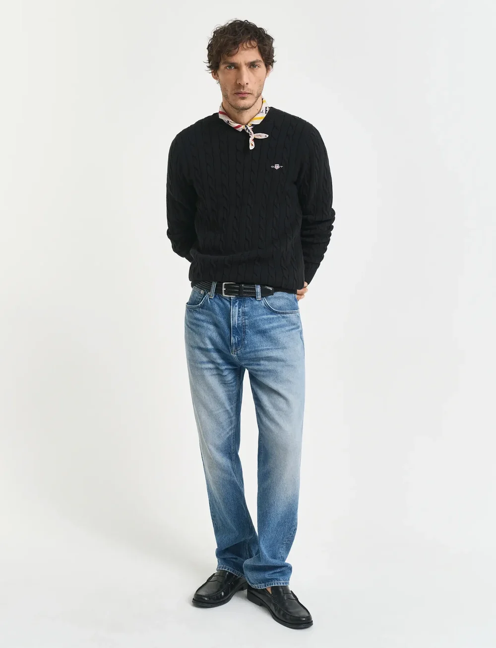 GANT - COTTON CABLE C-NECK - rundhalsad - black - 5