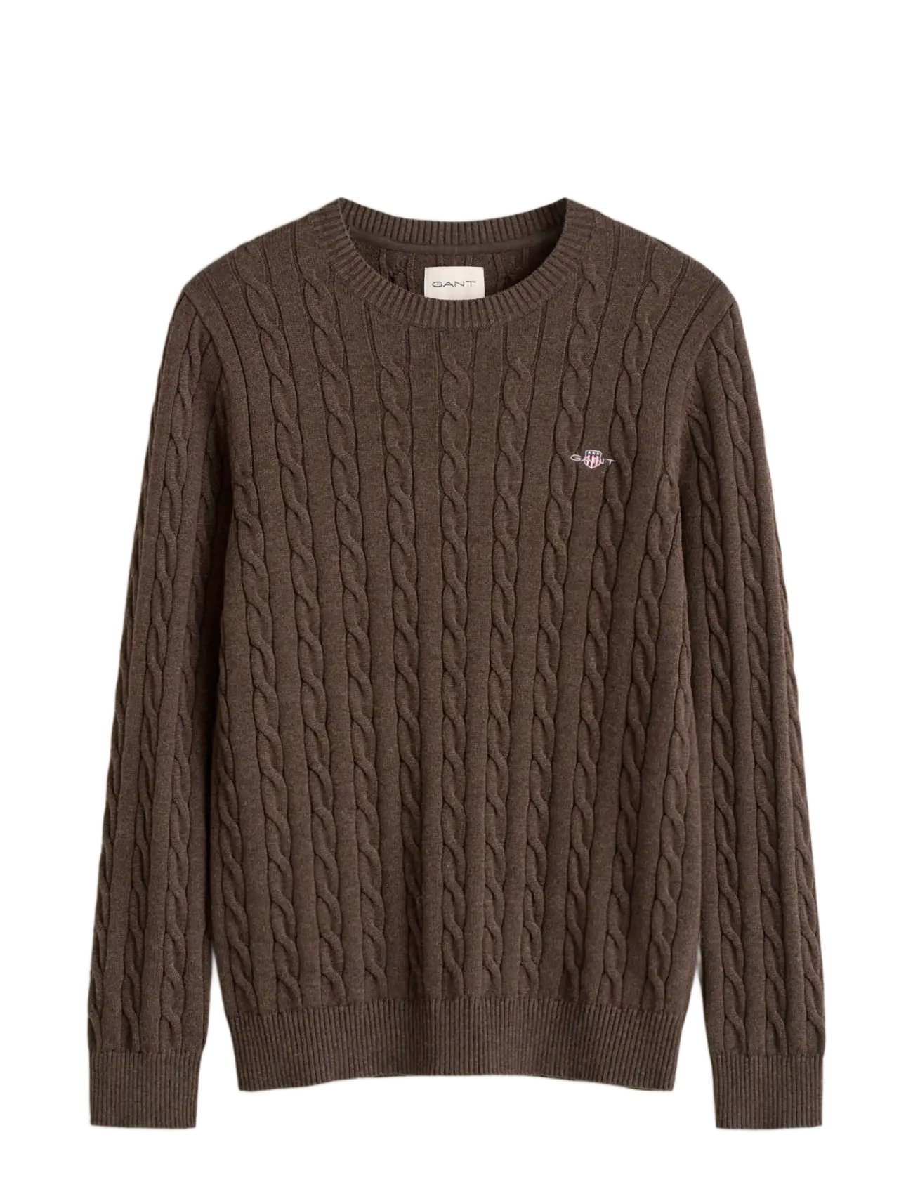 Gant Classic Cable Knit Sweater - Preppy - BLACK BROWN MELANGE / brown
