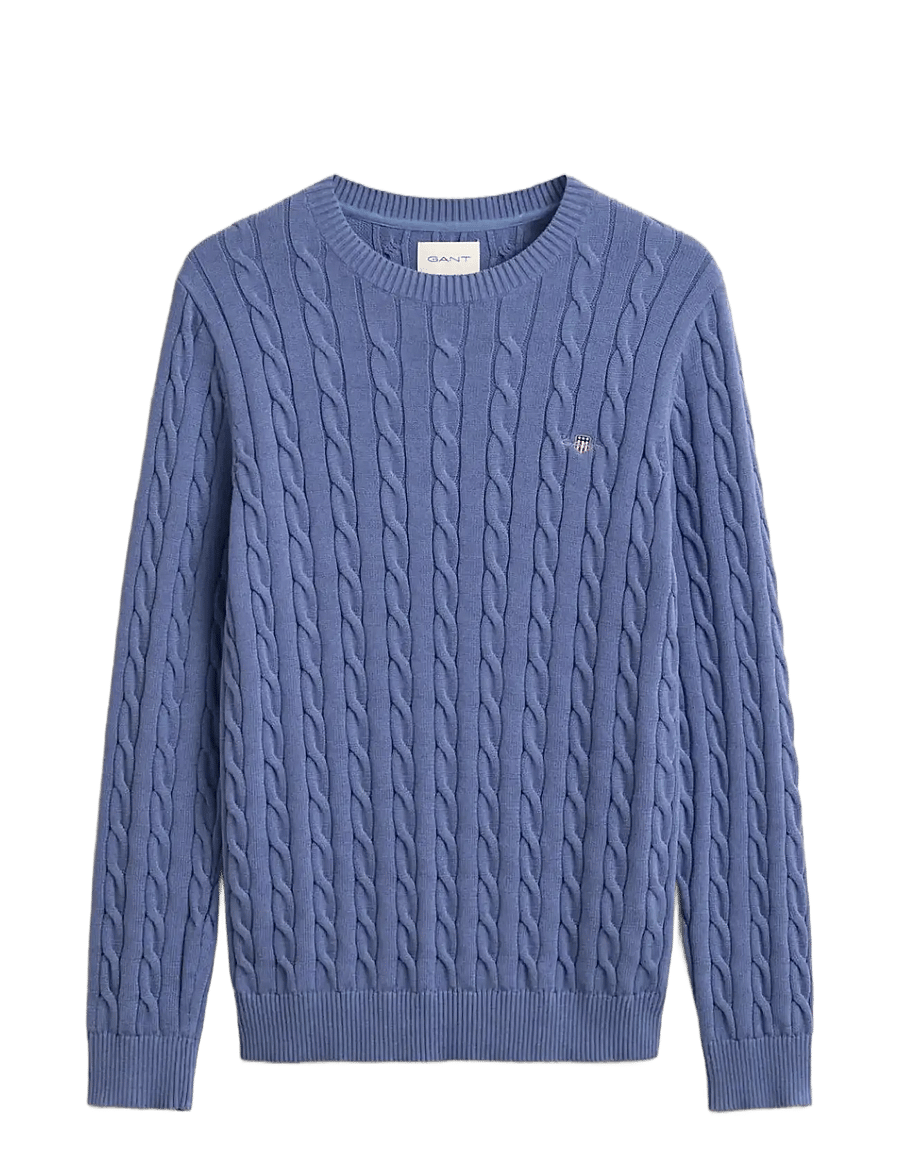 Gant - Classic Cable Knit Sweater - round necks - blue horizon - 1