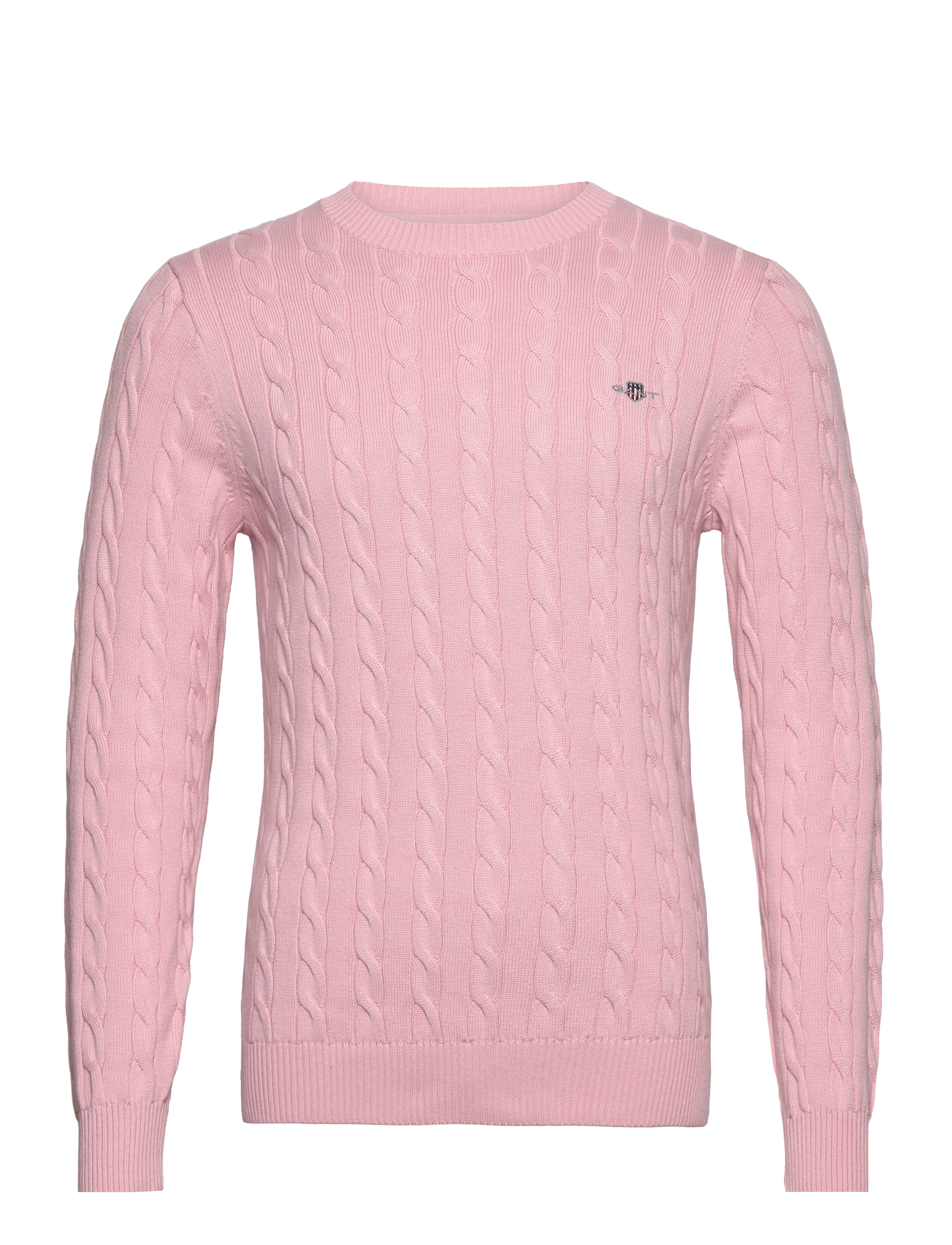 COTTON CABLE C-NECK - BLUSHING PINK