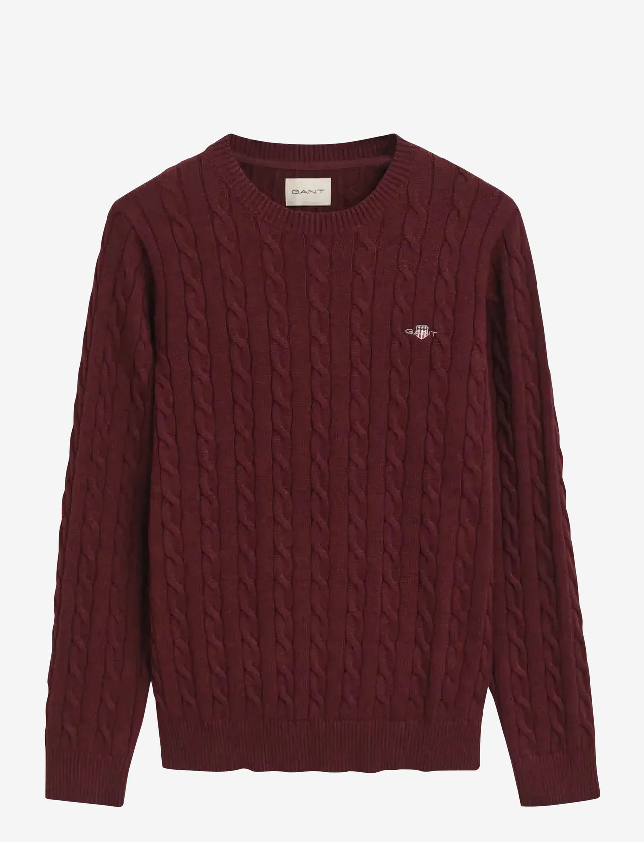 GANT - COTTON CABLE C-NECK - rund hals - bordeaux melange - 1