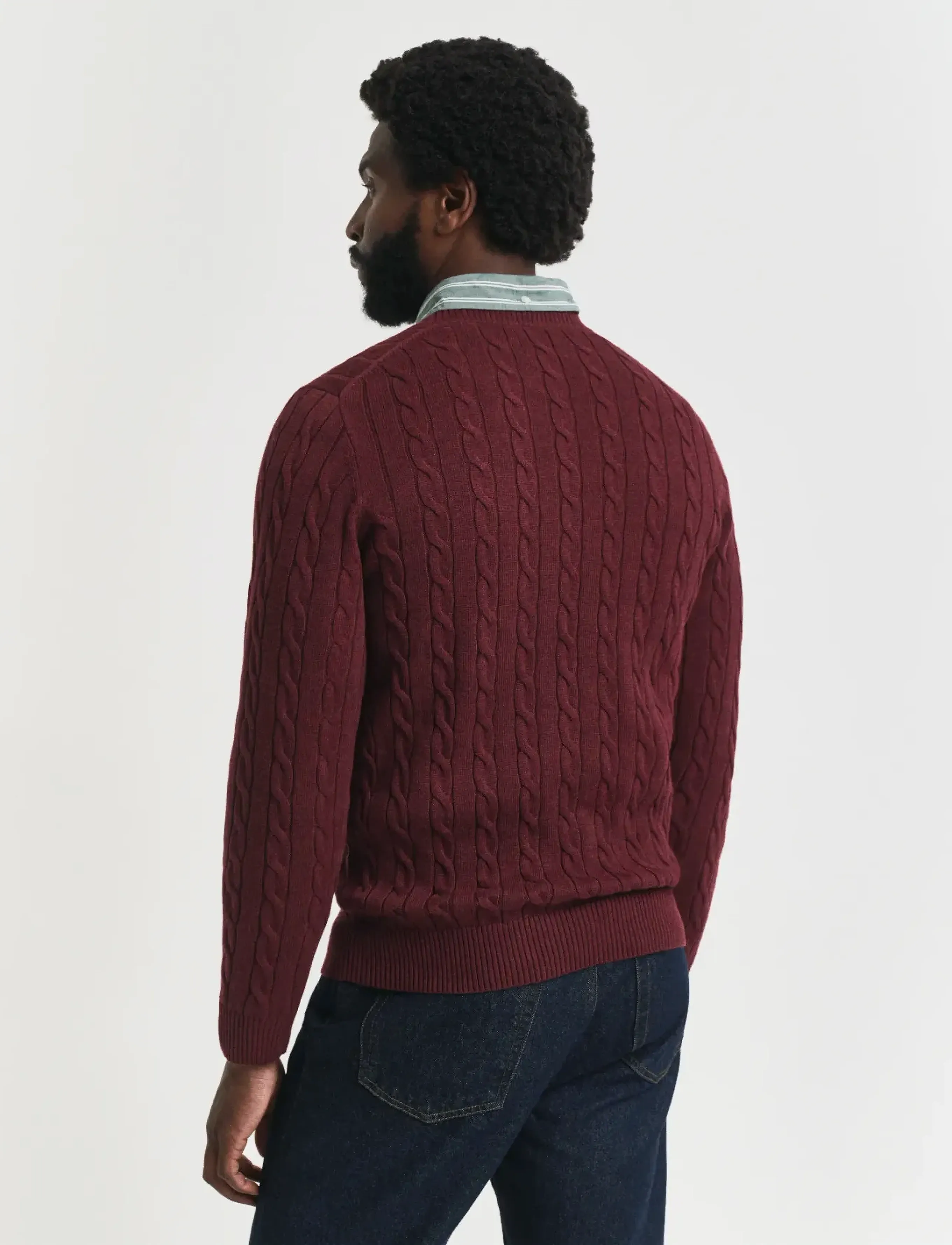 Gant - Classic Cable Knit Sweater - round necks - bordeaux melange - 2