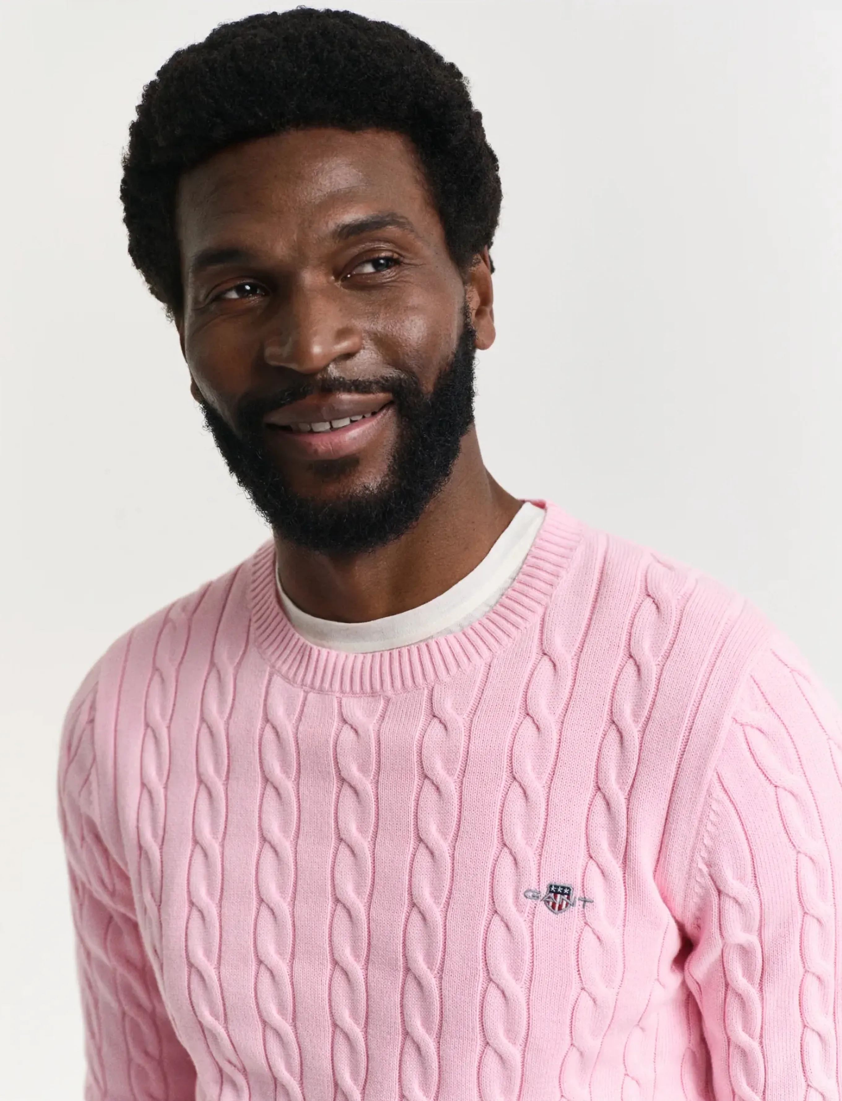 Gant - Classic Cable Knit Sweater - round necks - california pink - 4