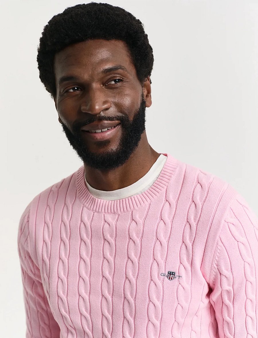 Gant - Classic Cable Knit Sweater - rund hals - california pink - 4