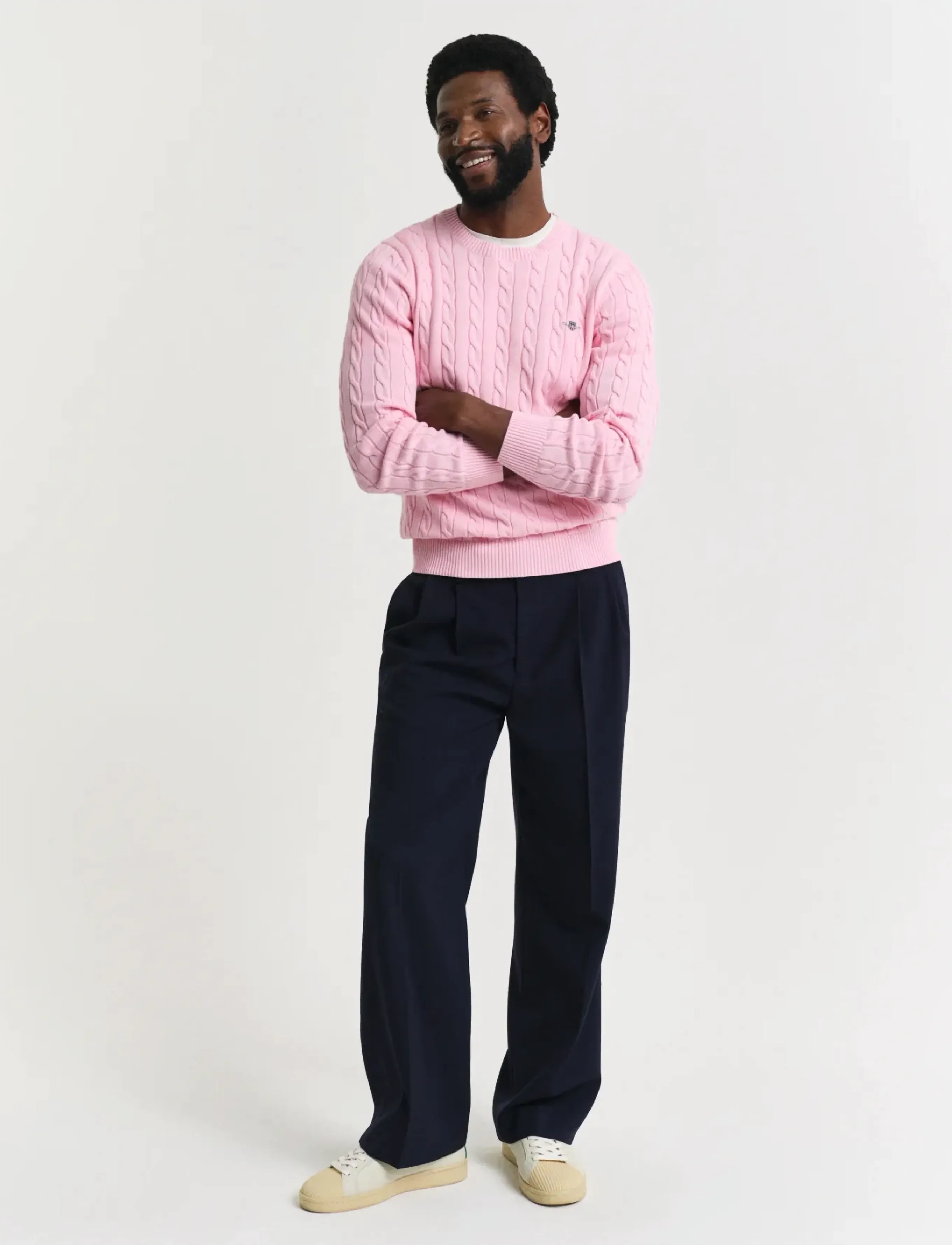 Gant - Classic Cable Knit Sweater - round necks - california pink - 5