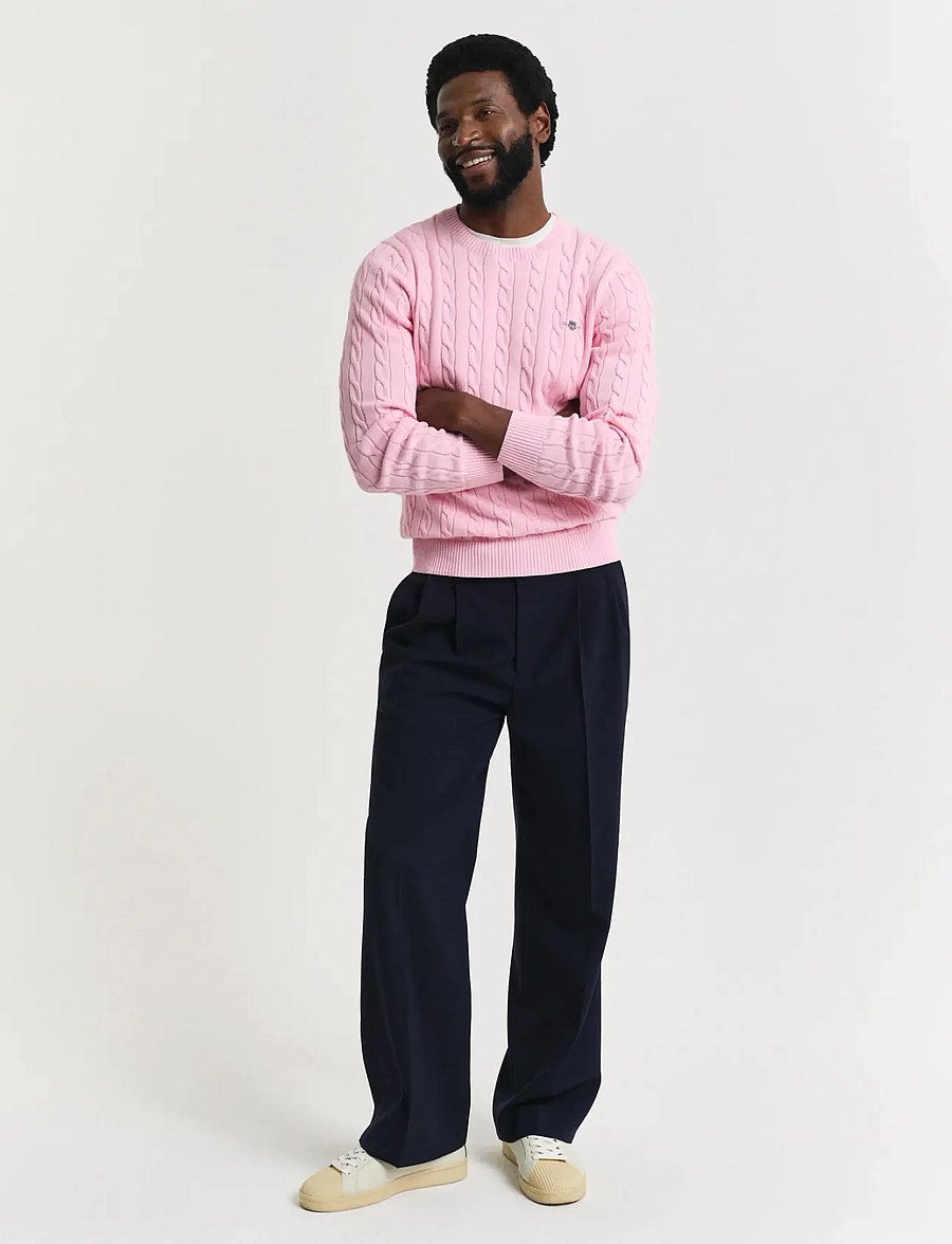 Gant - Classic Cable Knit Sweater - rund hals - california pink - 5
