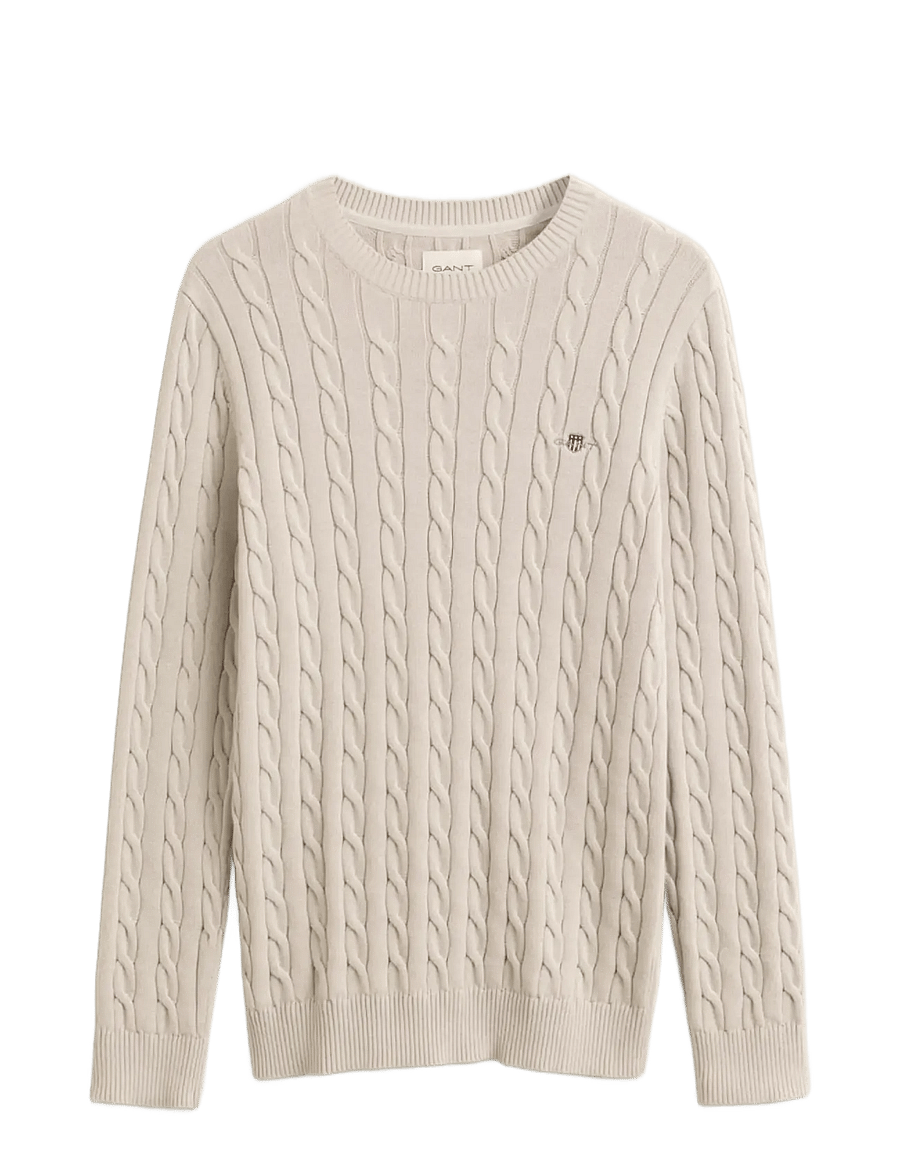 Gant - Classic Cable Knit Sweater - Ümmarguse kaelusega kudumid - clay beige - 1