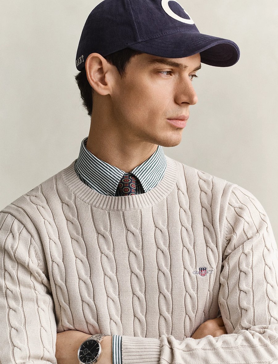 Gant - Classic Cable Knit Sweater - Ümmarguse kaelusega kudumid - clay beige - 3