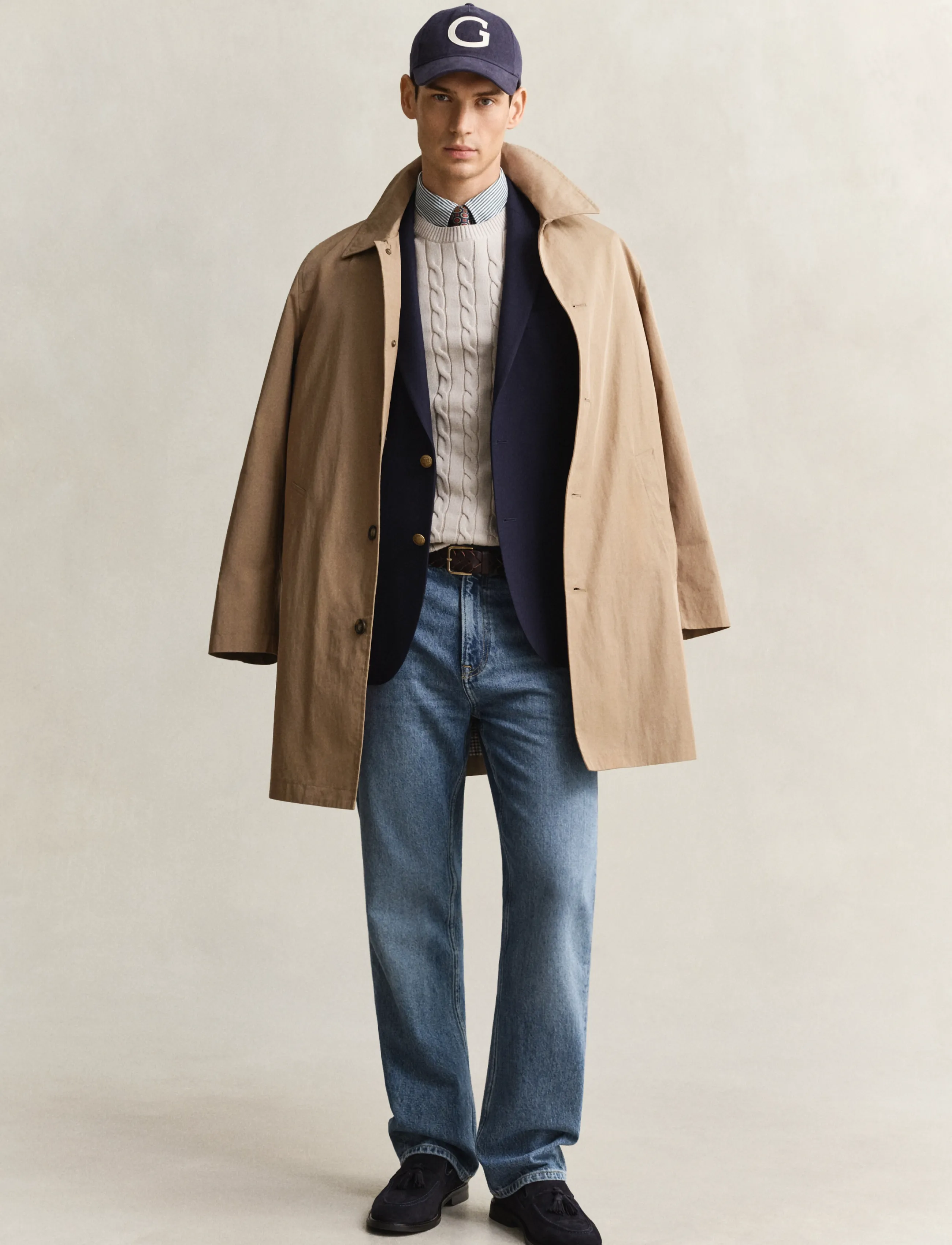 Gant - Classic Cable Knit Sweater - round necks - clay beige - 4