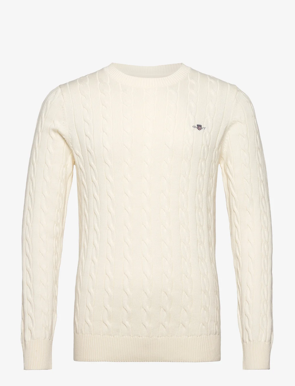 GANT - COTTON CABLE C-NECK - rundhalsad - cream - 1