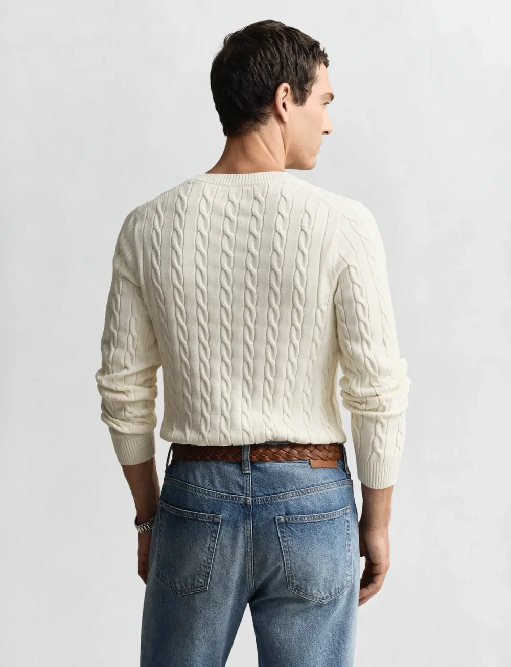 GANT - COTTON CABLE C-NECK - rundhalsad - cream - 3