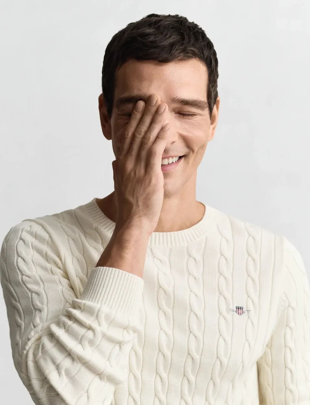 GANT - COTTON CABLE C-NECK - rundhalsad - cream - 4