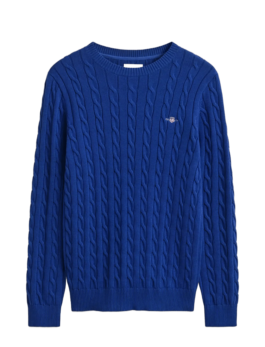 Gant - Classic Cable Knit Sweater - kringlótt hálsmál - crisp blue - 1