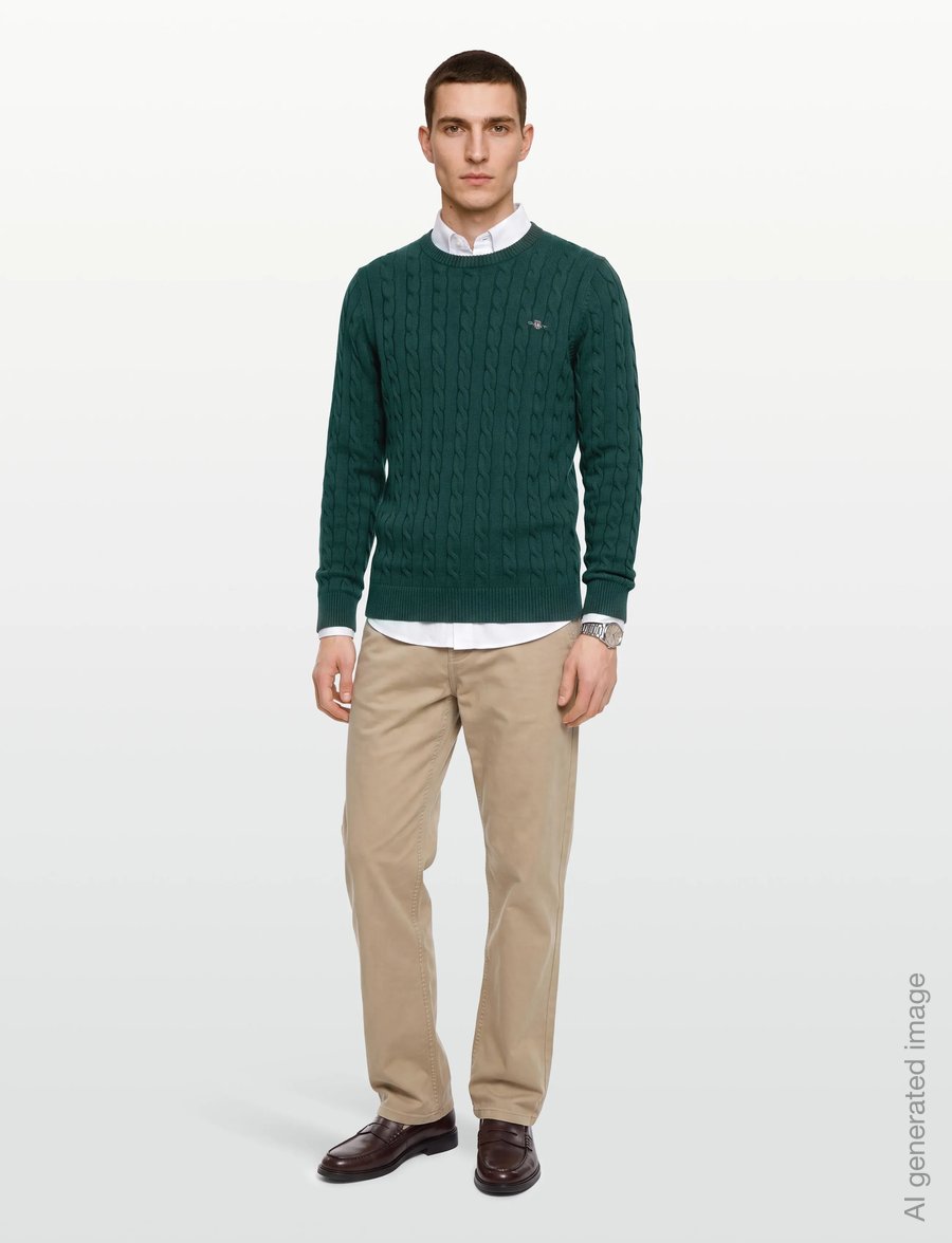 Gant - Classic Cable Knit Sweater - rundhals - dark emerald - 0